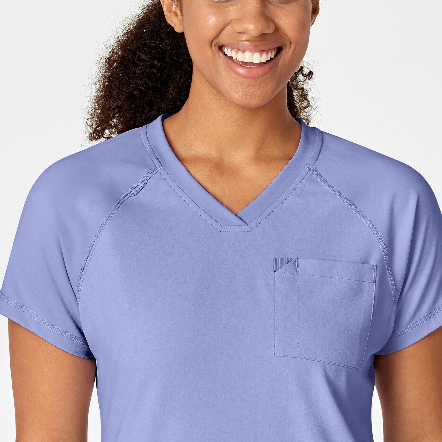 Casacca donna 6534 scollo a V ceil blue