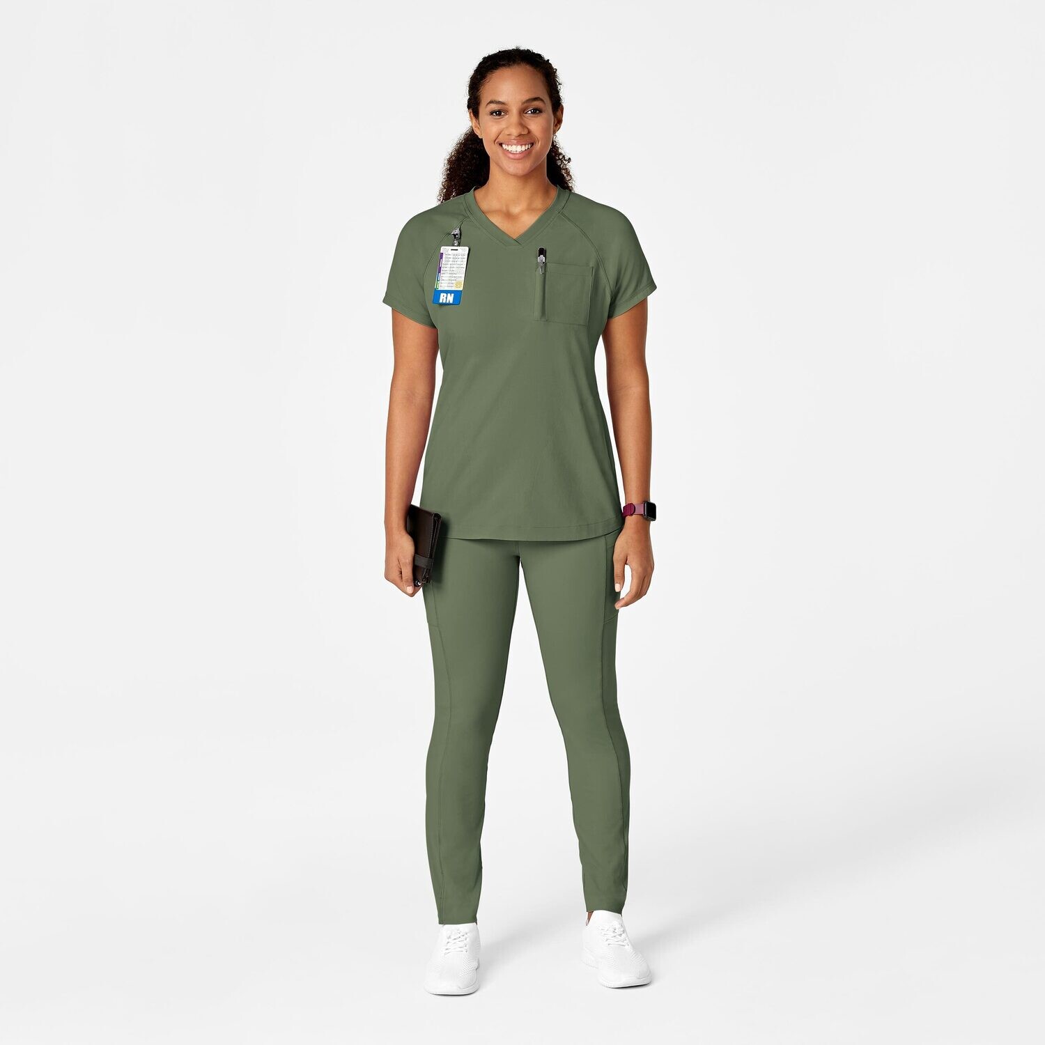 Casacca donna 6534 scollo a V olive