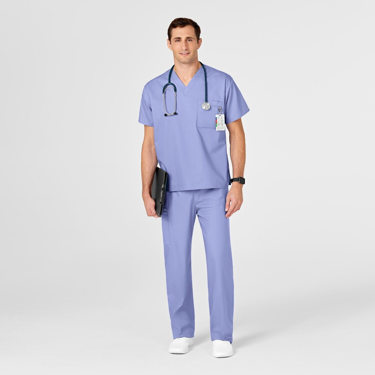 Casacca uomo 100 scollo a V ceil blue