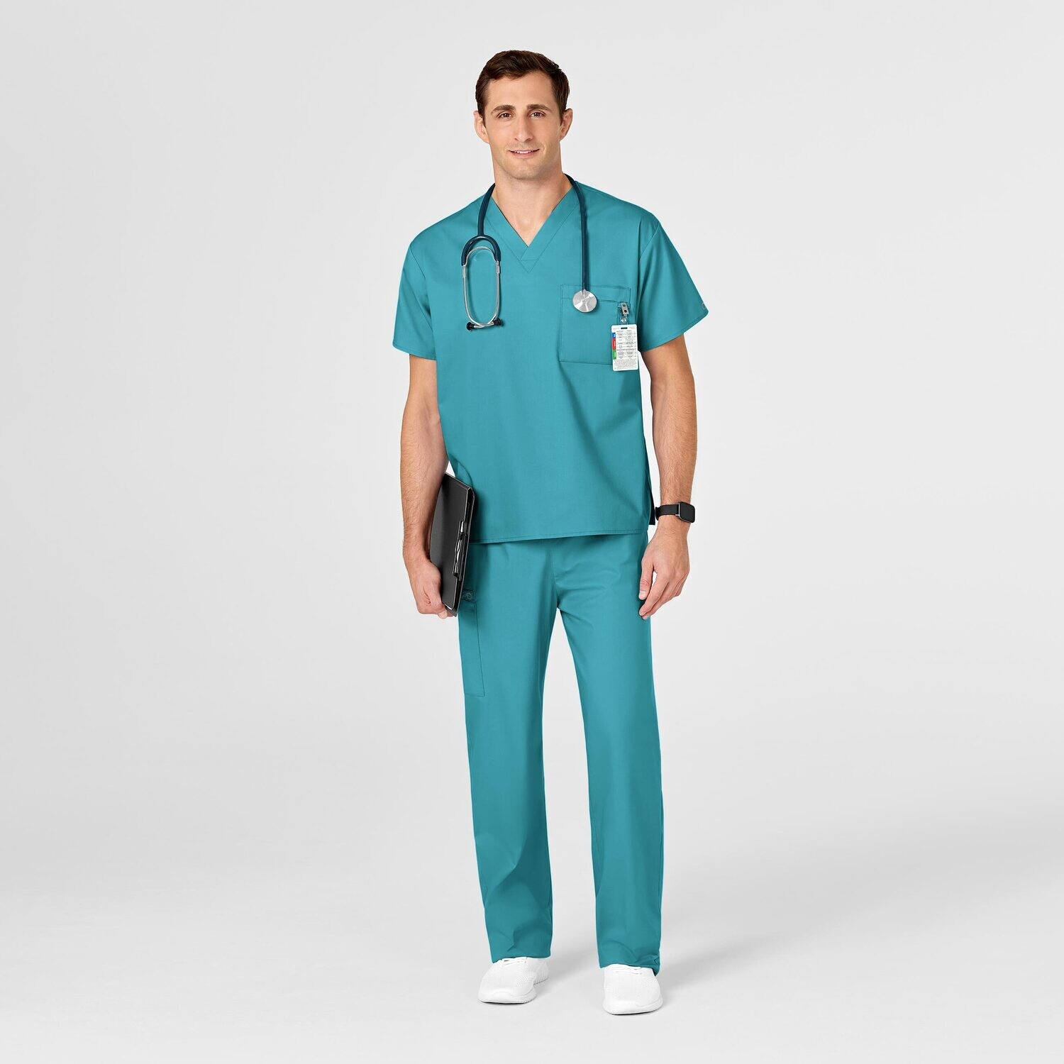 Casacca uomo 100 scollo a V teal blue