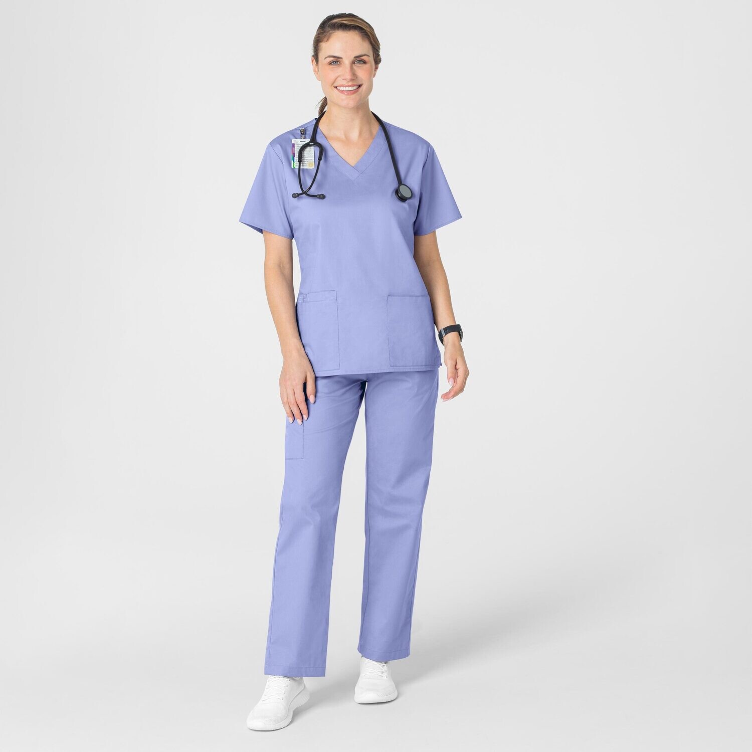 Casacca donna 101 scollo a V ceil blue
