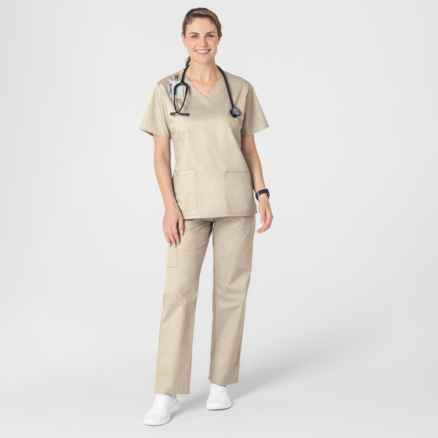 Casacca donna 101 scollo a V khaki