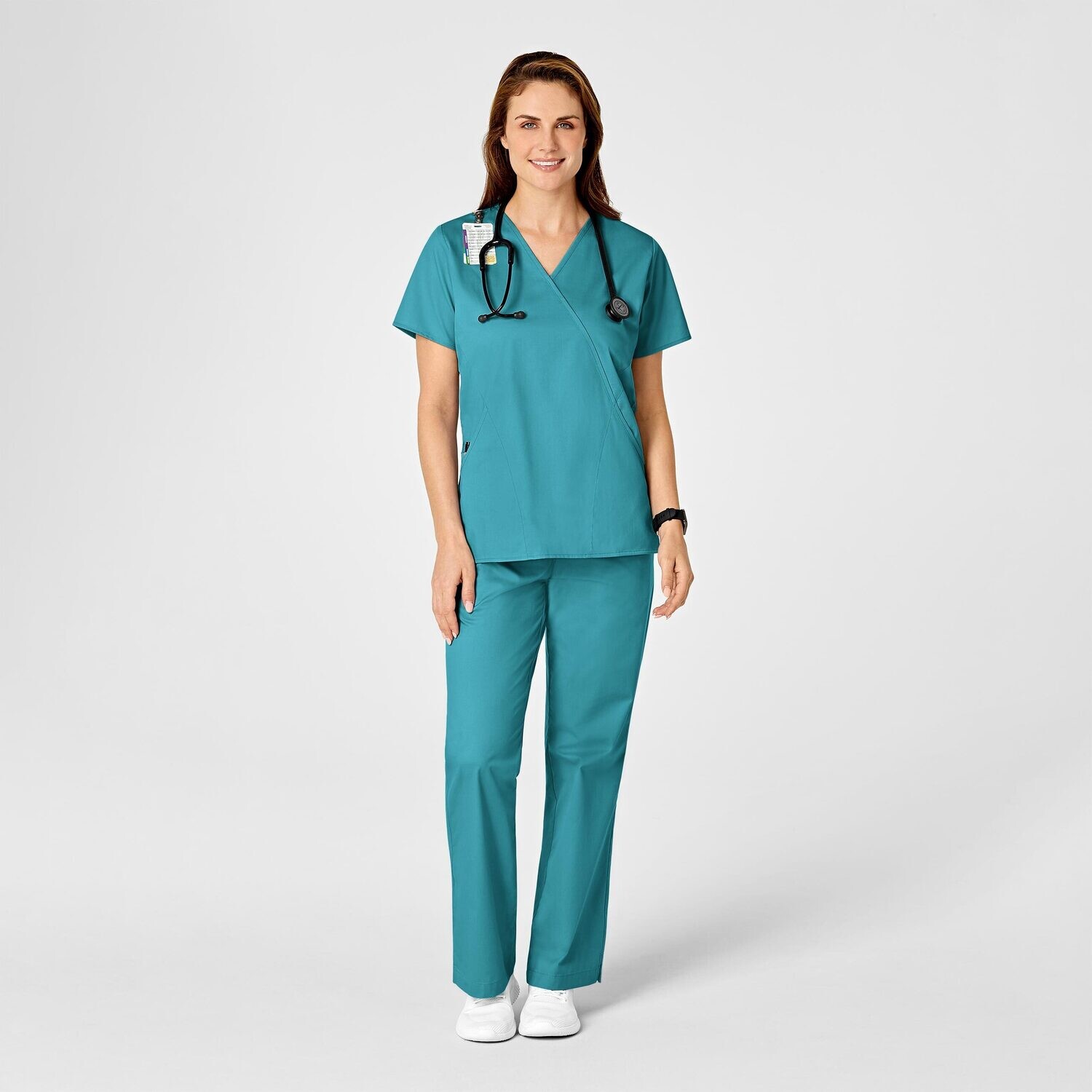 Casacca donna 102 scollo a Y teal blue