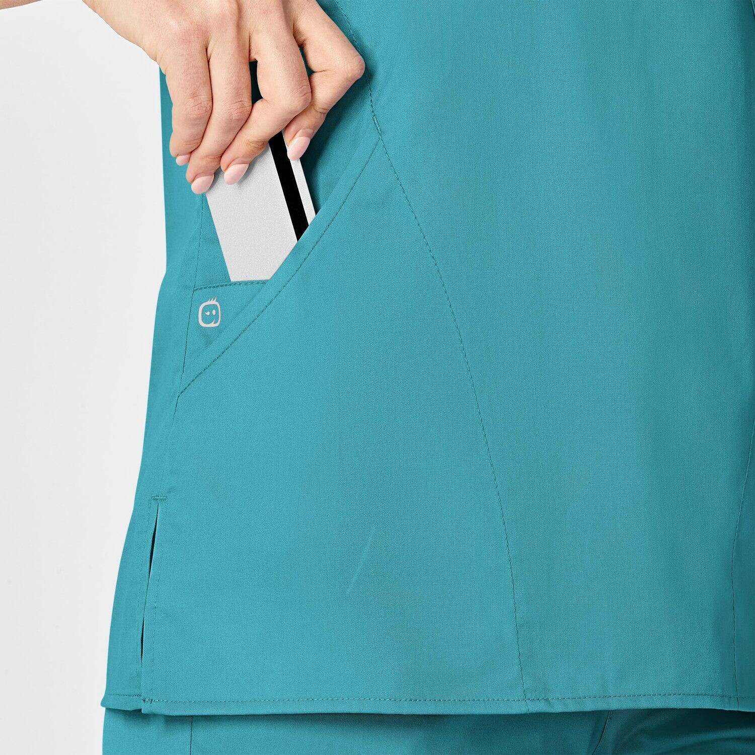 Casacca donna 102 scollo a Y teal blue