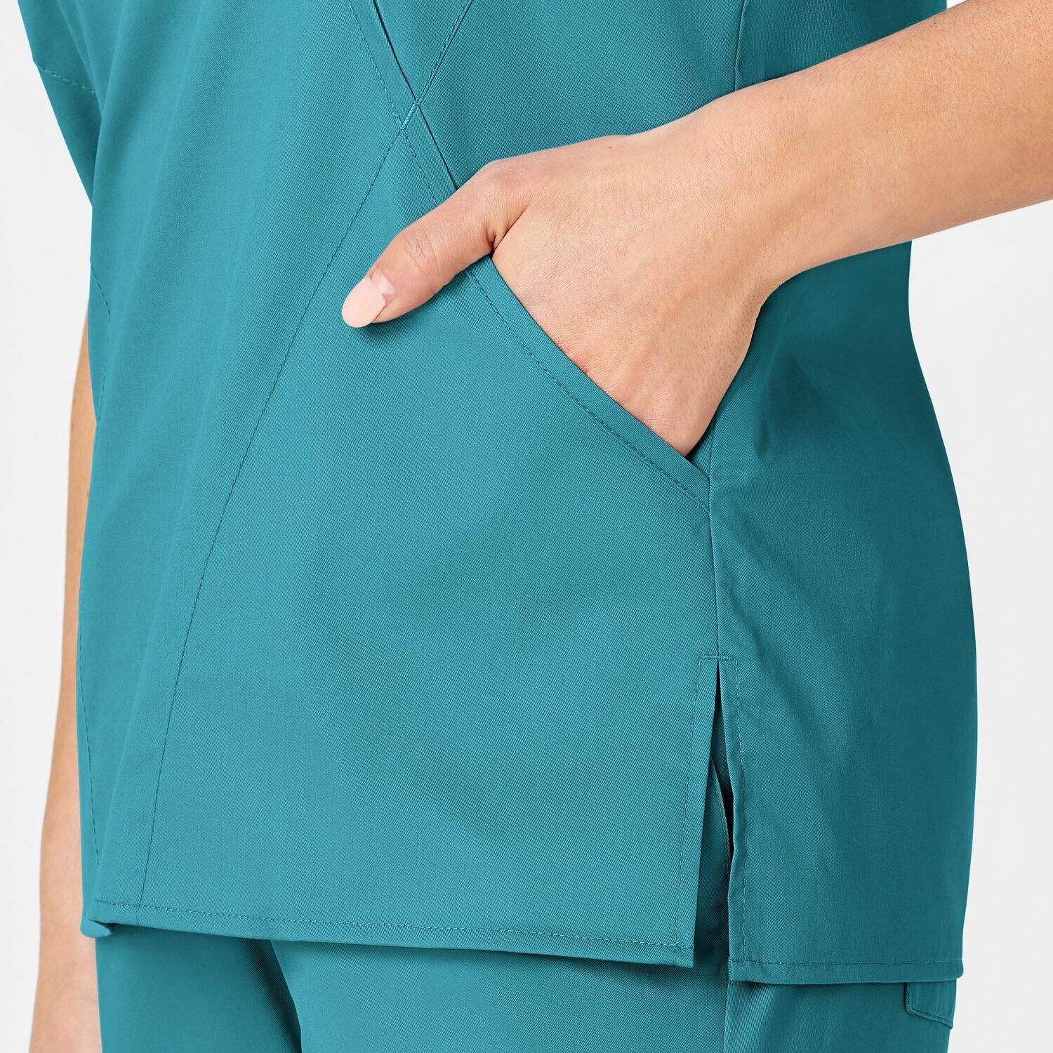 Casacca donna 102 scollo a Y teal blue