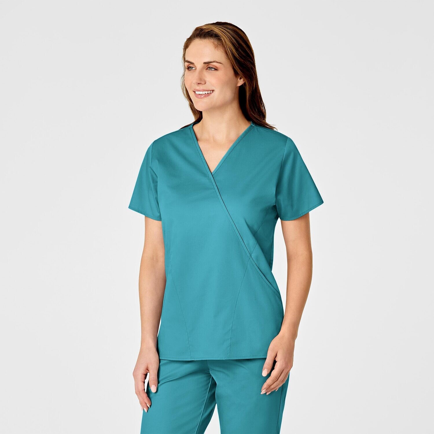 Casacca donna 102 scollo a Y teal blue