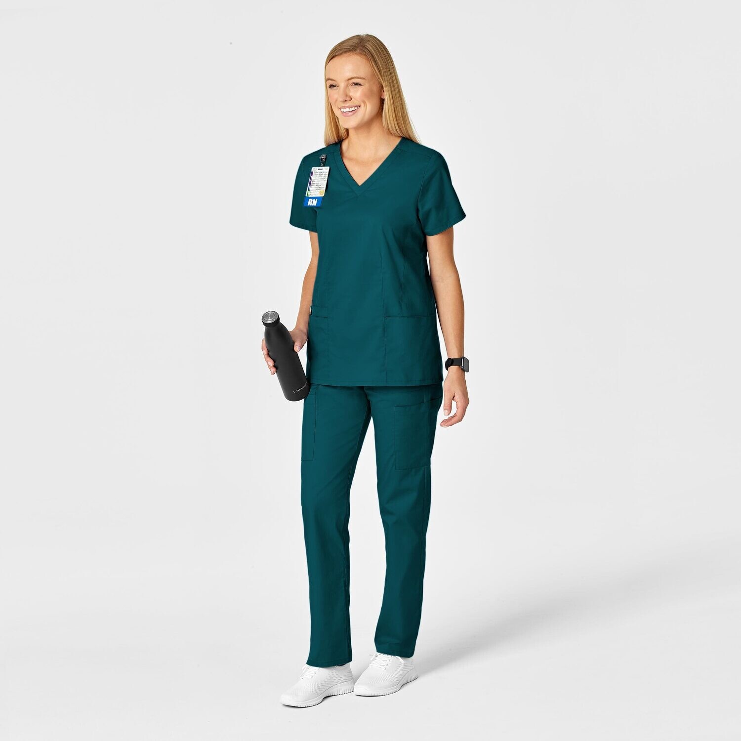 Casacca donna 105 scollo a V caribbean blue