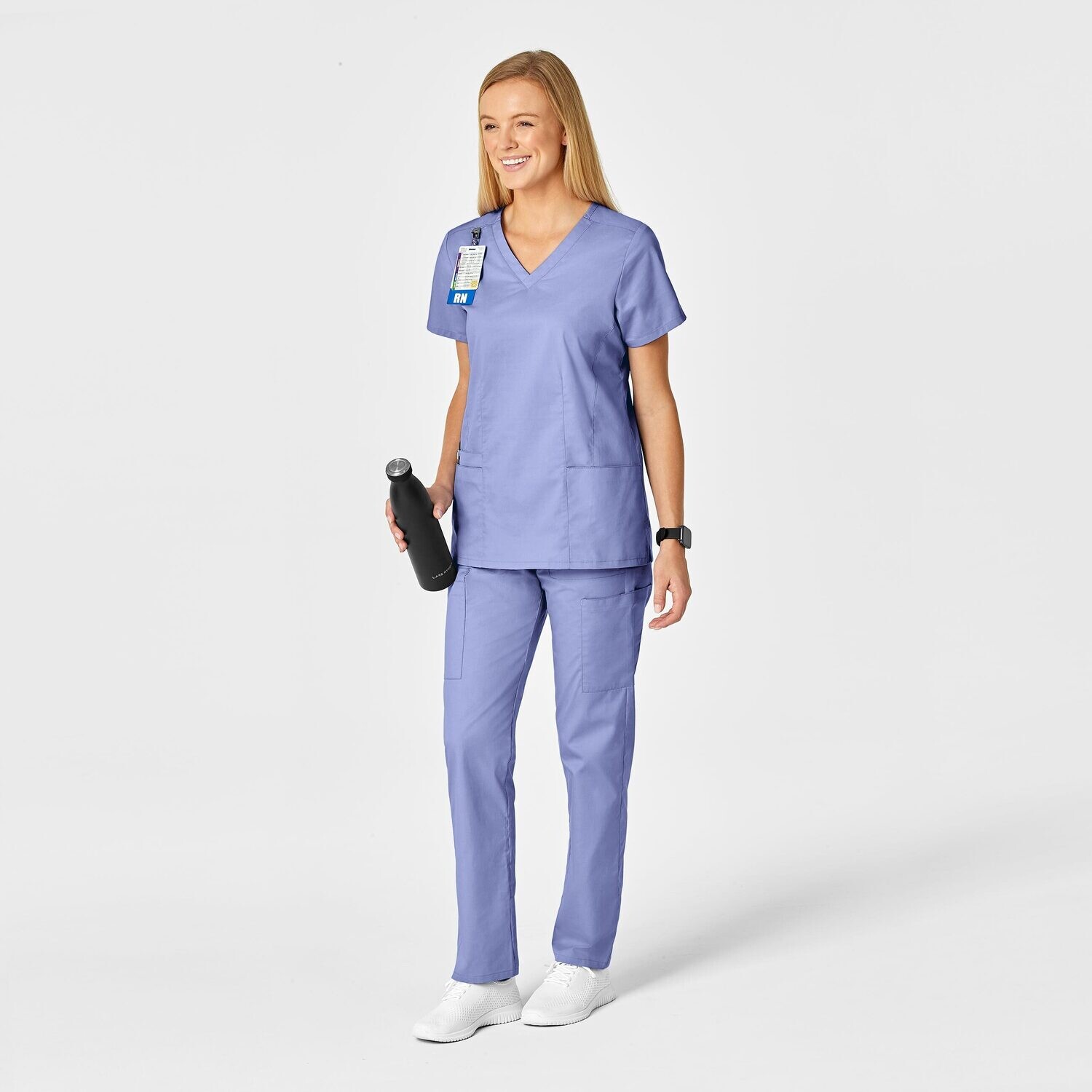 Casacca donna 105 scollo a V ceil blue