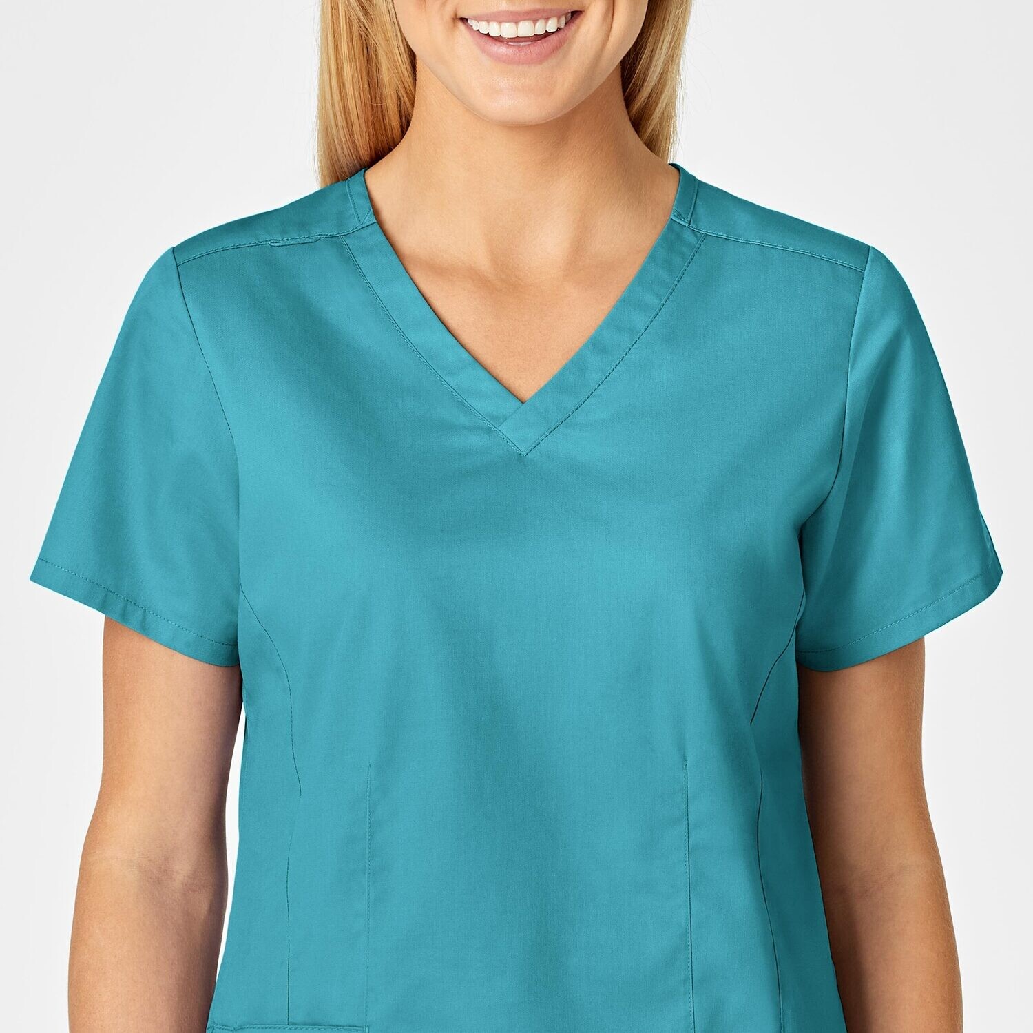 Casacca donna 105 scollo a V teal blue