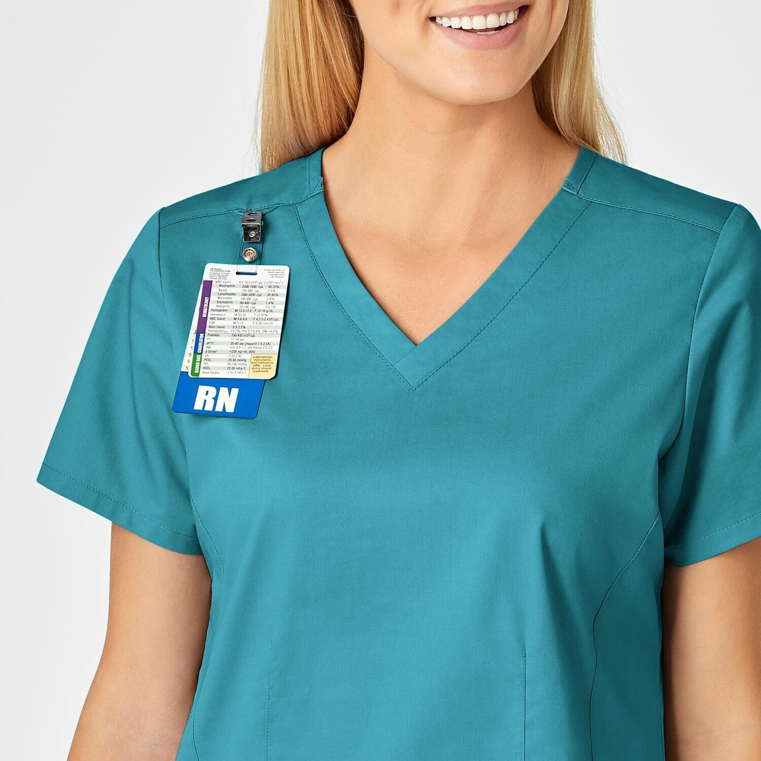 Casacca donna 105 scollo a V teal blue