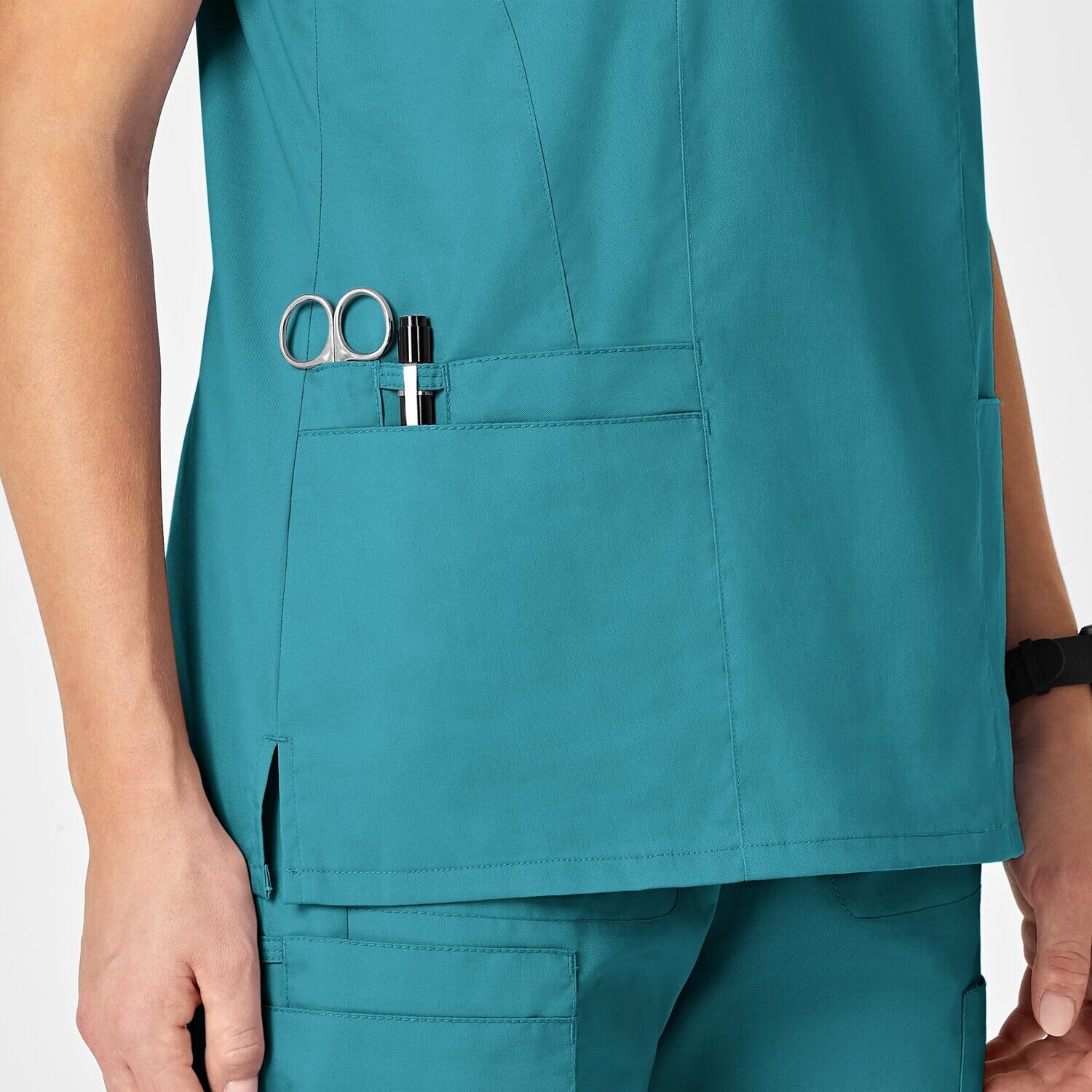 Casacca donna 105 scollo a V teal blue