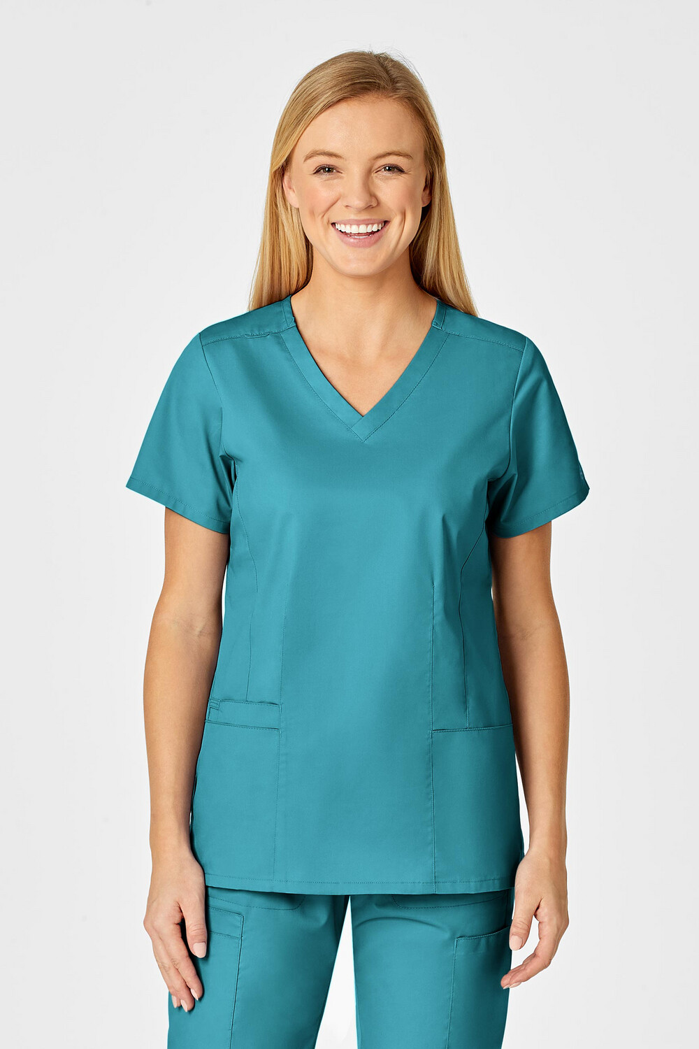 Casacca donna 105 scollo a V teal blue