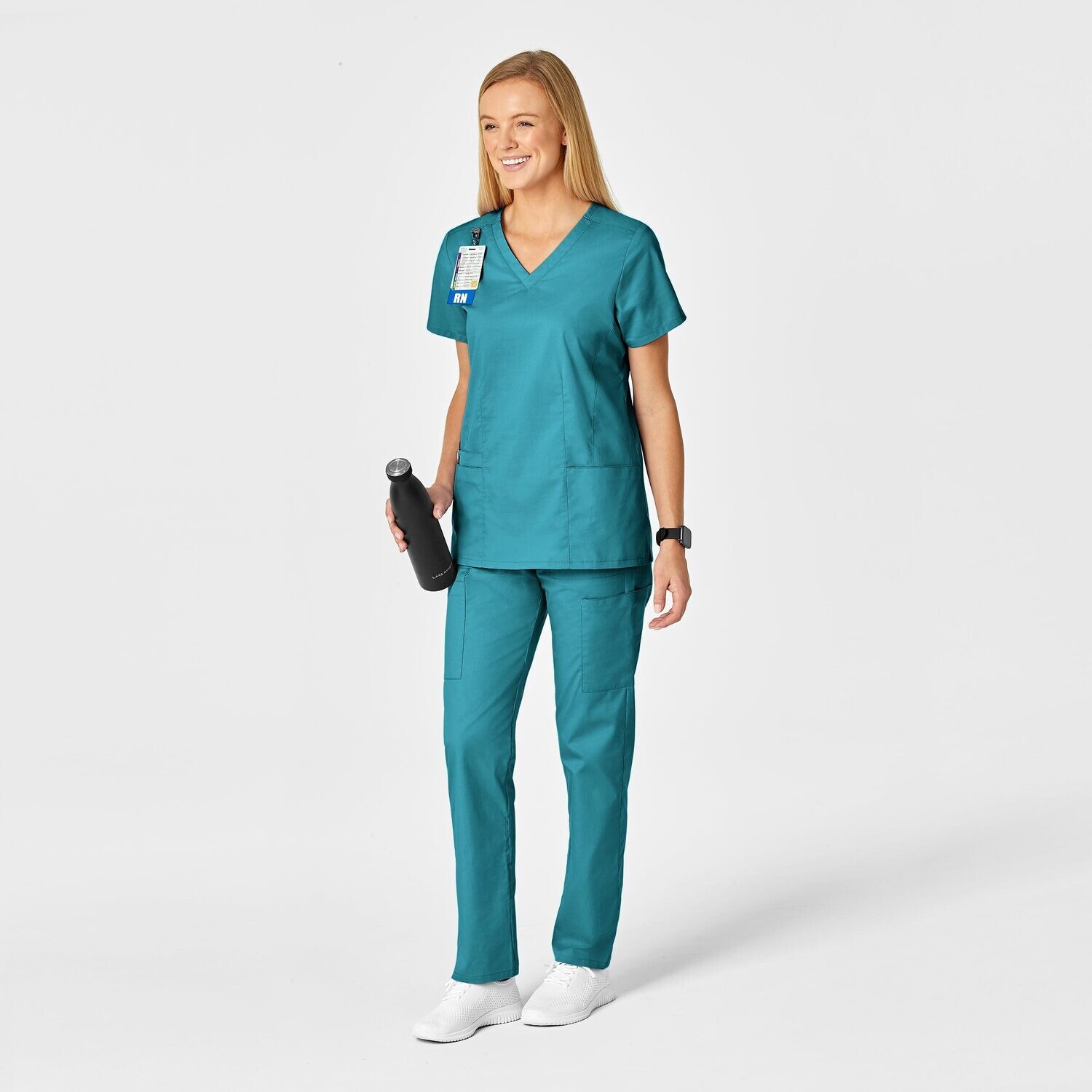 Casacca donna 105 scollo a V teal blue