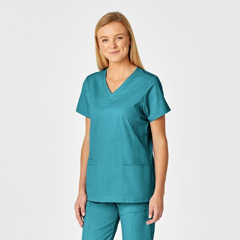 Casacca donna 105 scollo a V teal blue