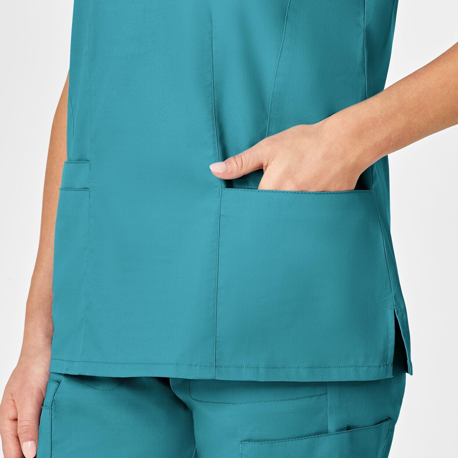 Casacca donna 105 scollo a V teal blue
