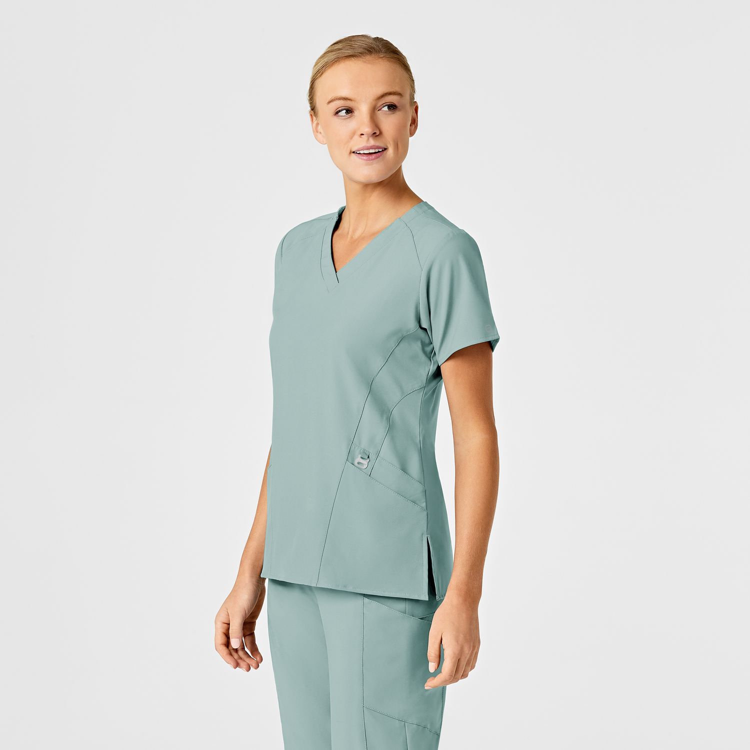 Casacca donna 6155 scollo a V sky blue