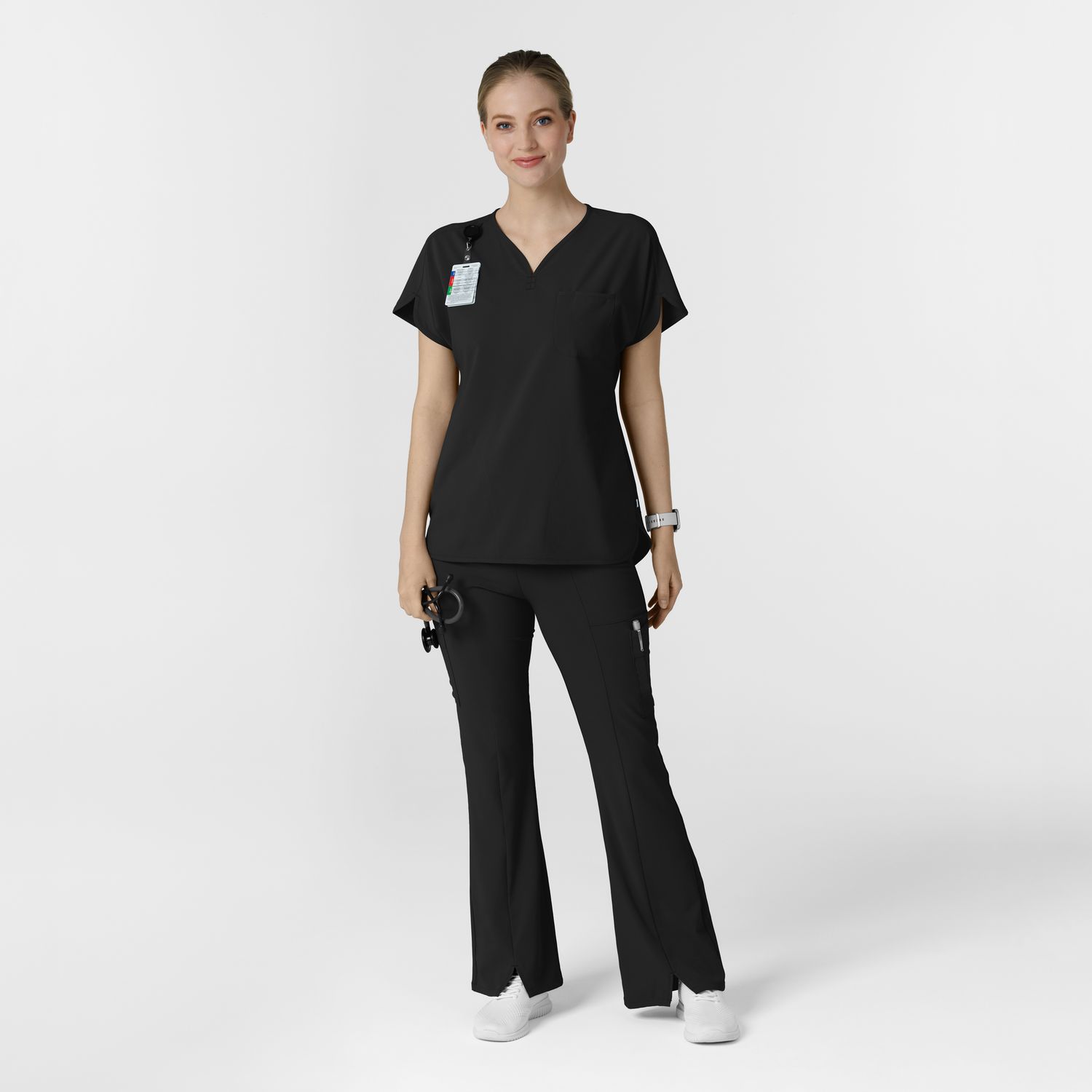 Casacca donna 6634 scollo a V arrotondato black