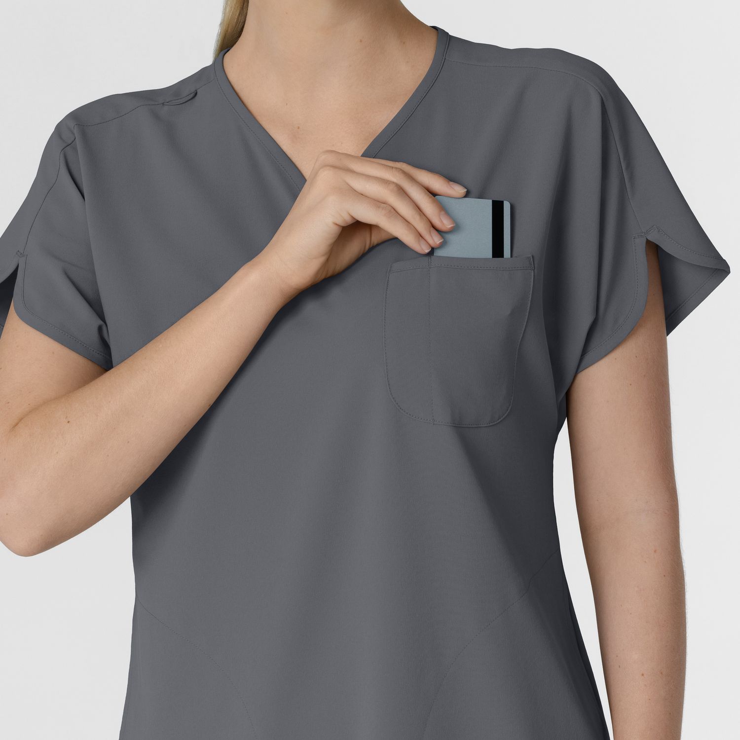 Casacca donna 6634 scollo a V arrotondato pewter