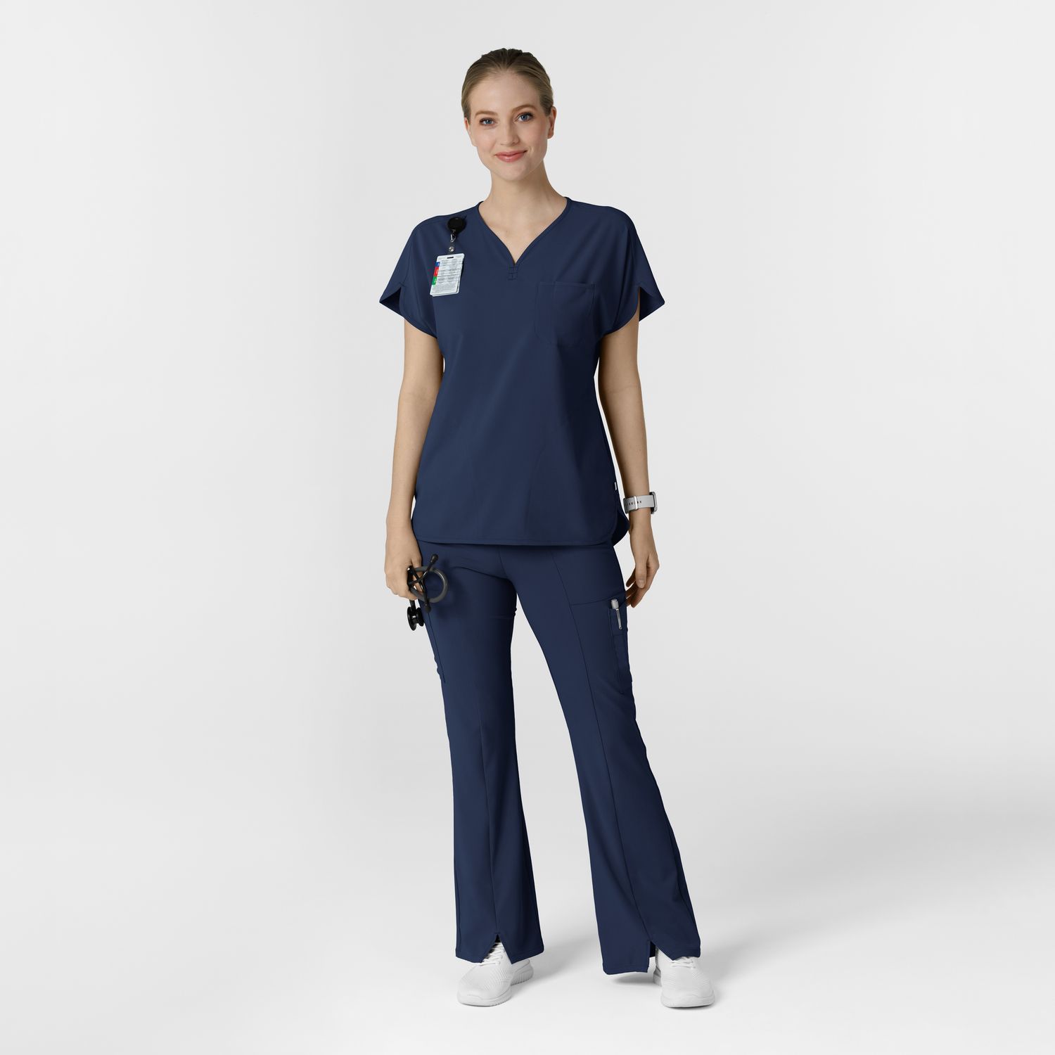 Casacca donna 6634 scollo a V arrotondato navy blue