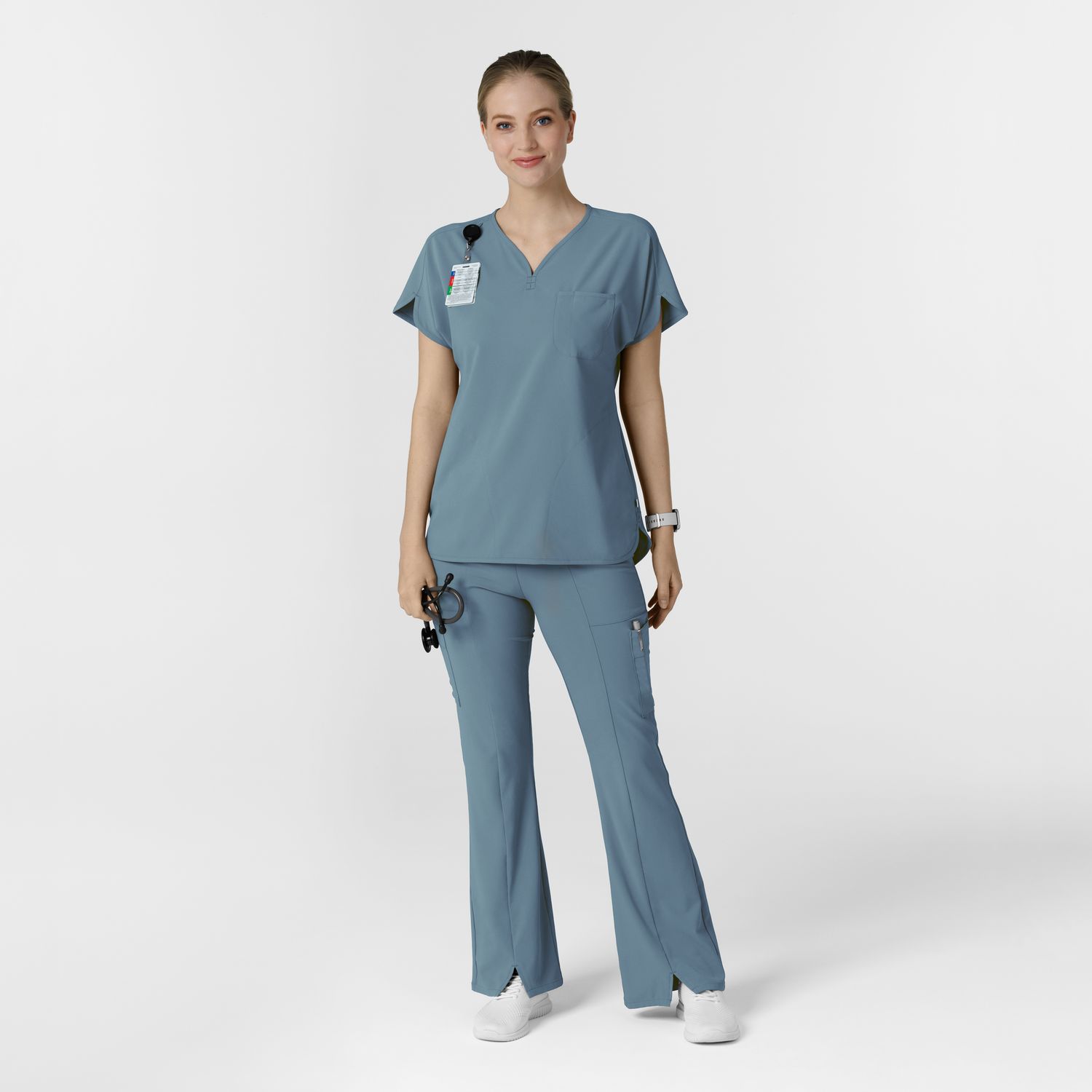 Casacca donna 6634 scollo a V arrotondato elemental blue
