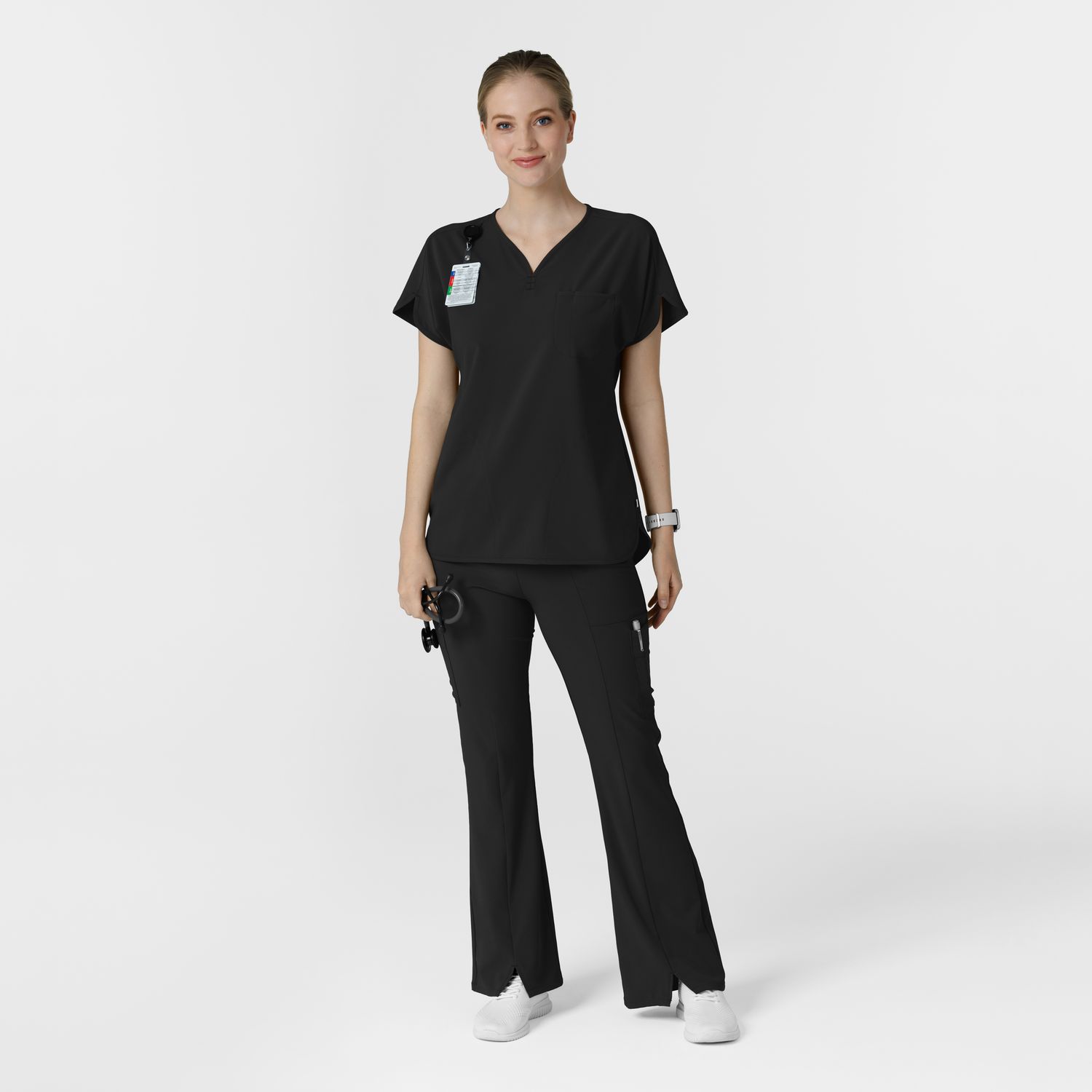 Pantalone donna 5534 cargo svasato black