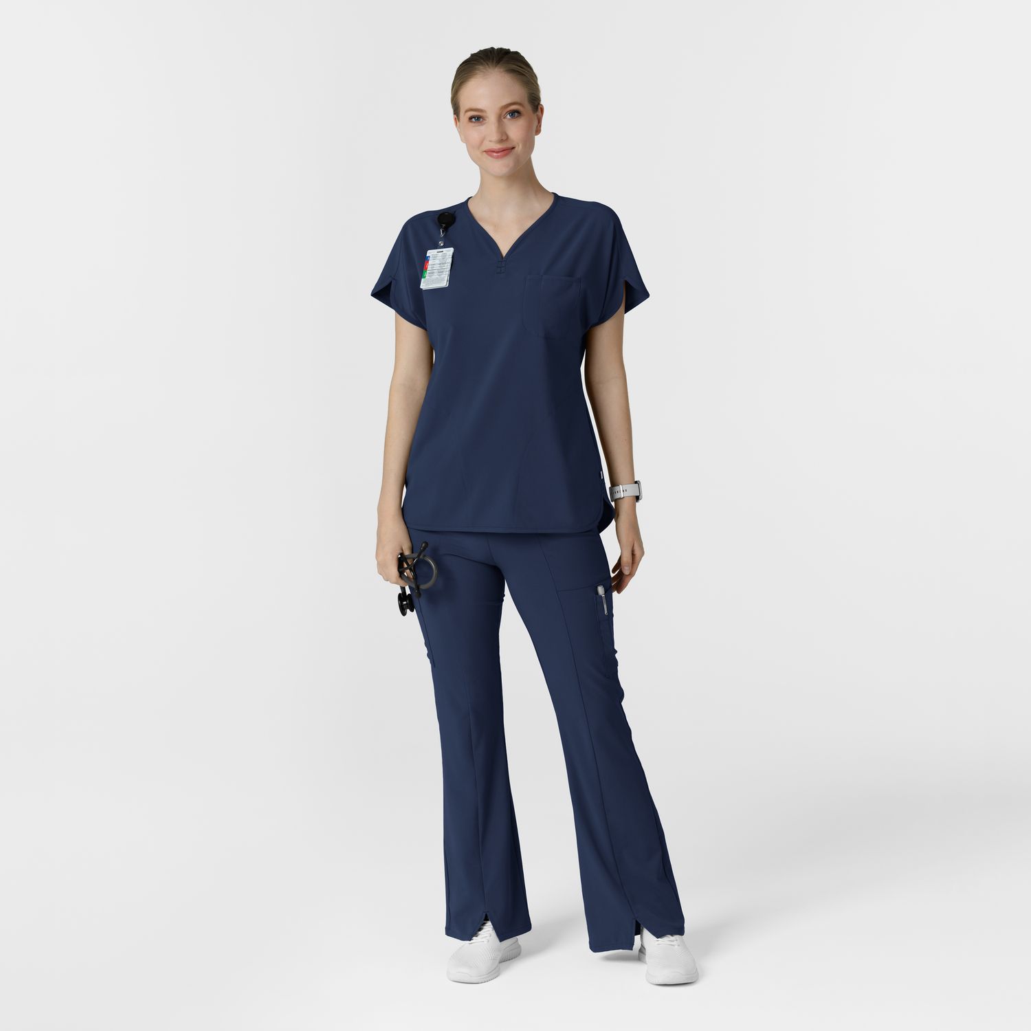Pantalone donna 5534 cargo svasato navy blue