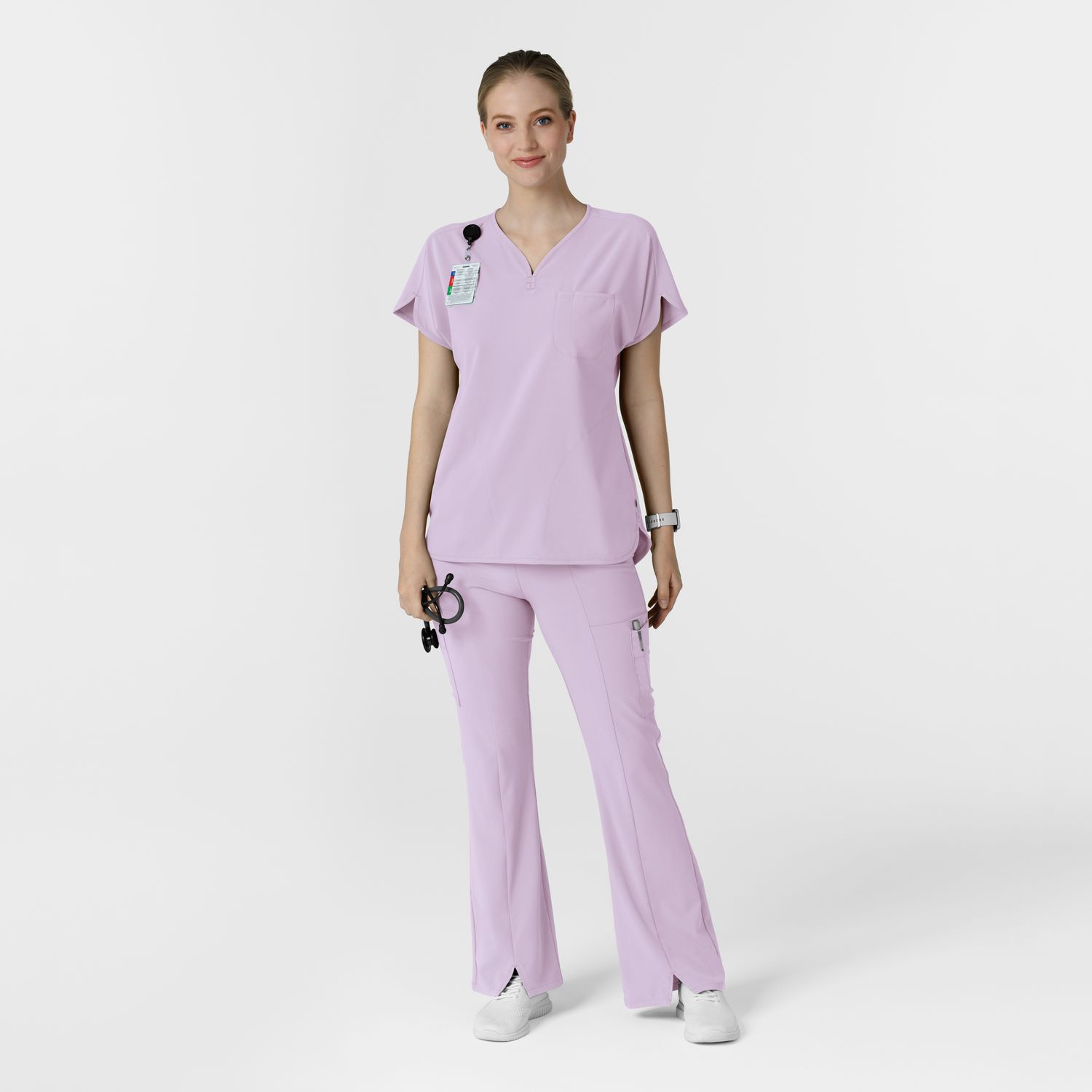 Pantalone donna 5534 cargo svasato pastel lilac