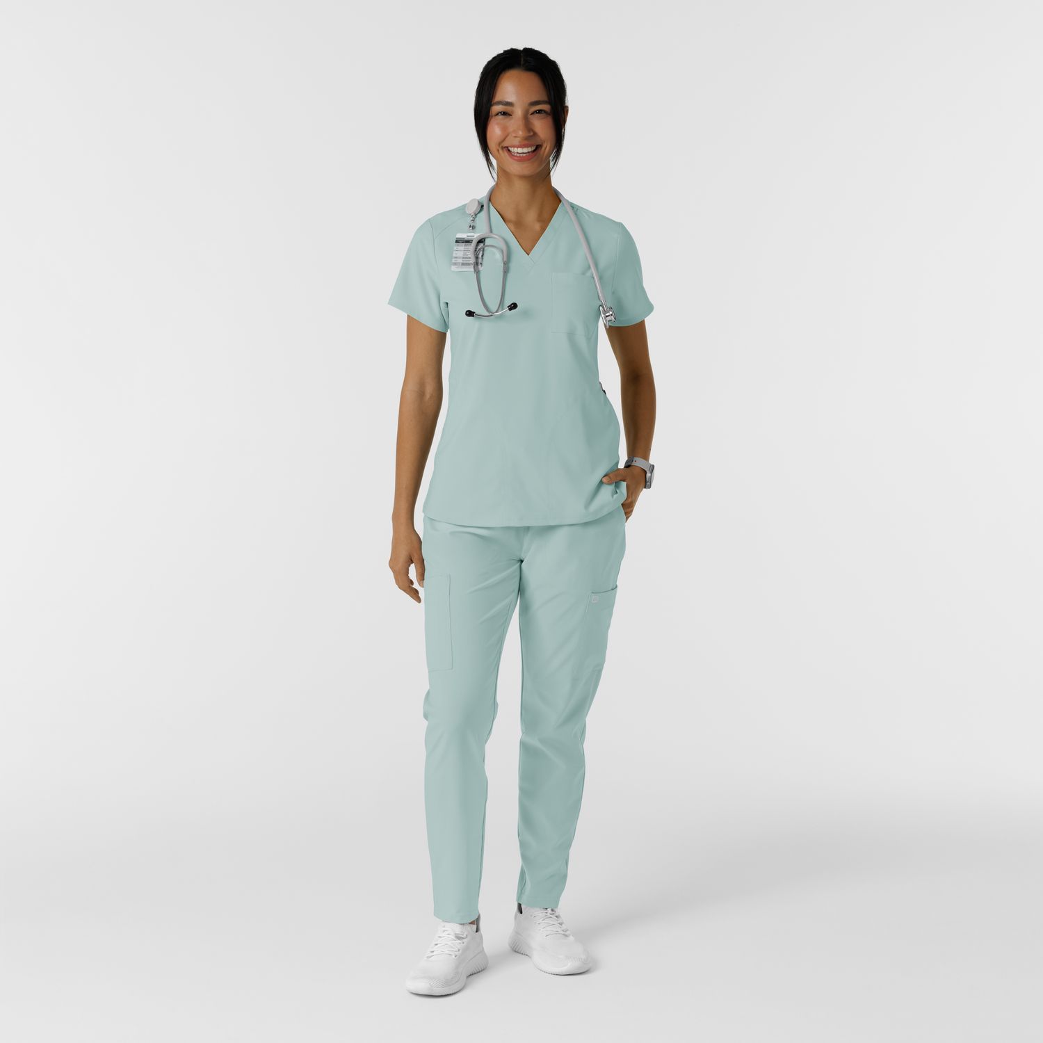 Casacca donna 6045 scollo a V sky blue