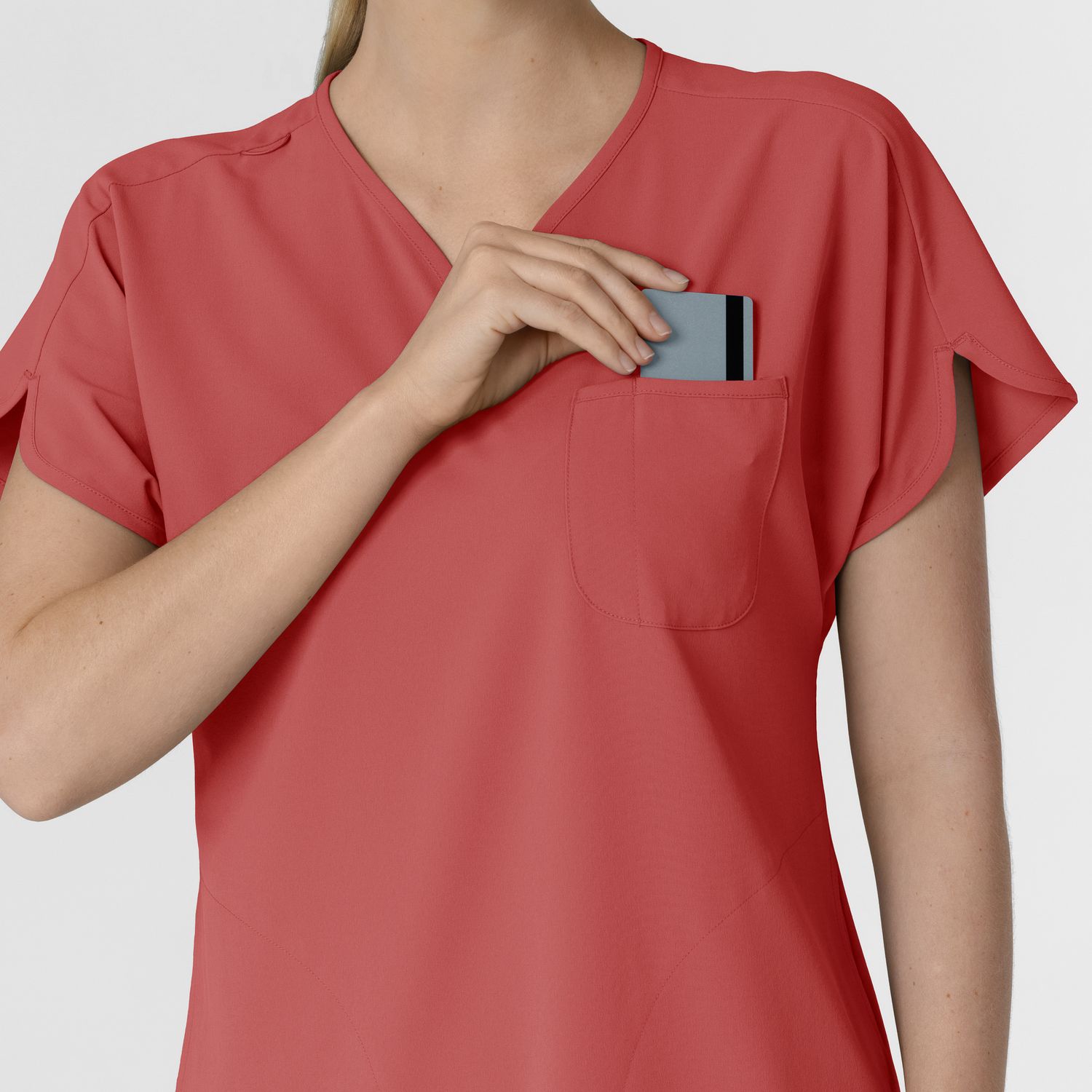 Casacca donna 6634 scollo a V arrotondato mineral red