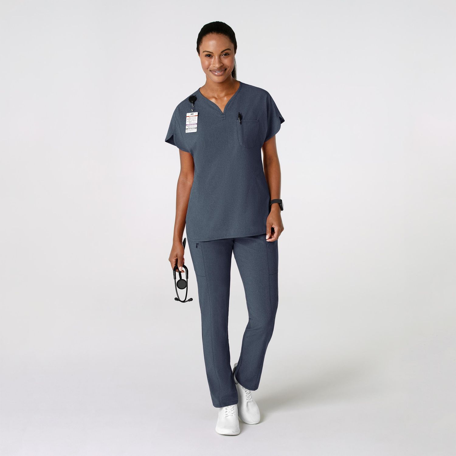 Casacca donna 6634 scollo a V arrotondato navy heather