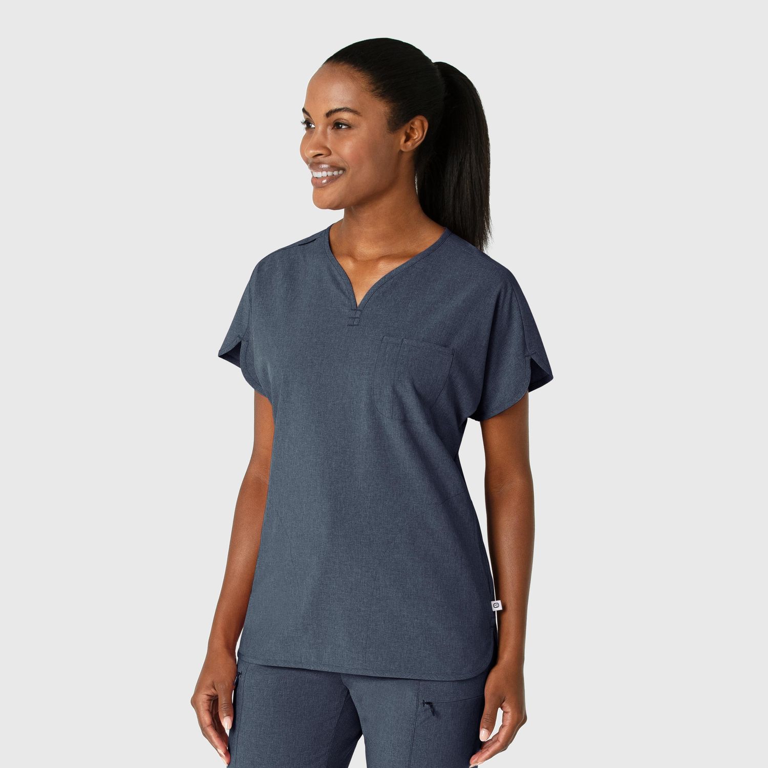 Casacca donna 6634 scollo a V arrotondato navy heather