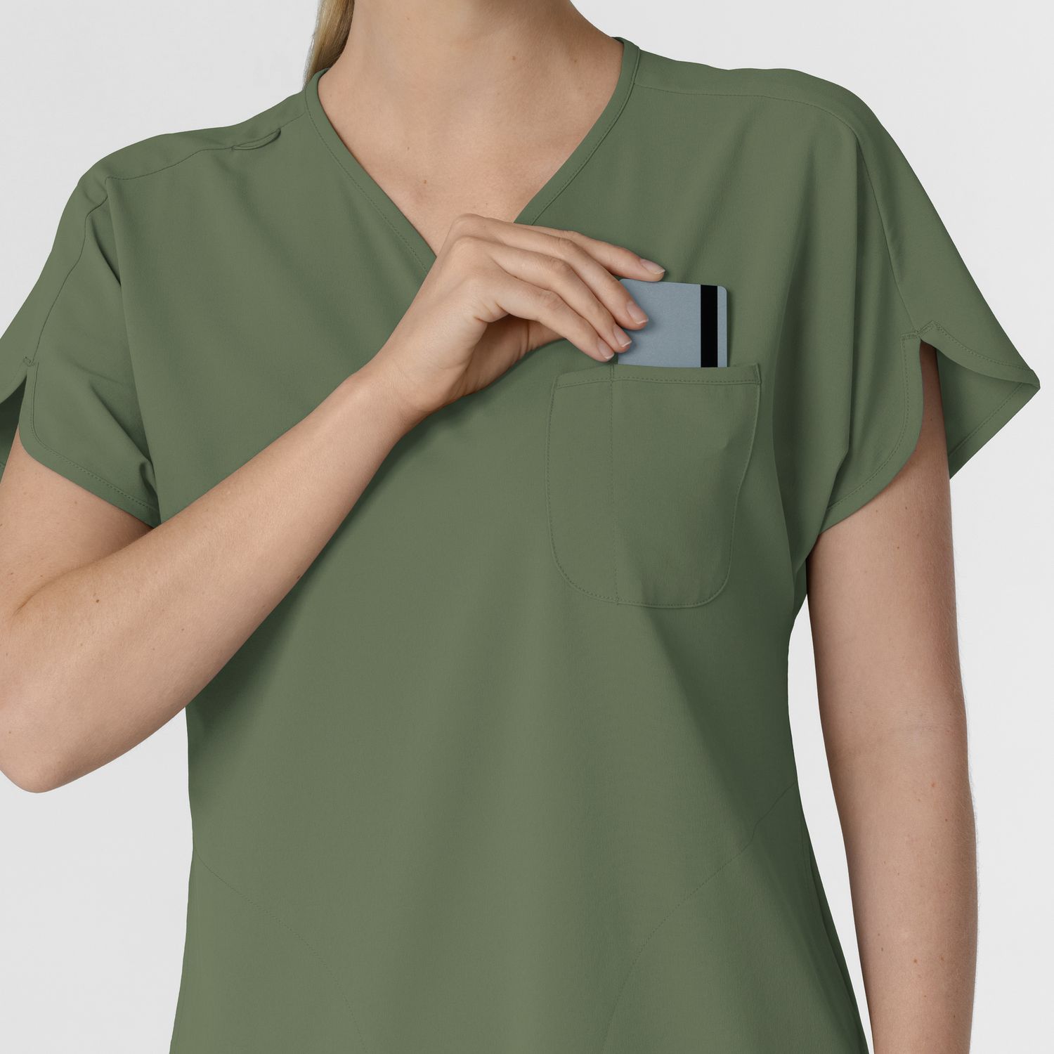 Casacca donna 6634 scollo a V arrotondato olive