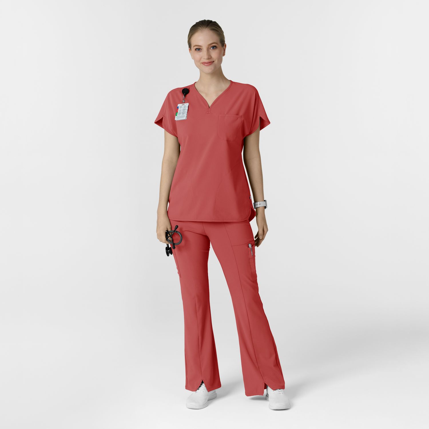 Casacca donna 6634 scollo a V arrotondato mineral red