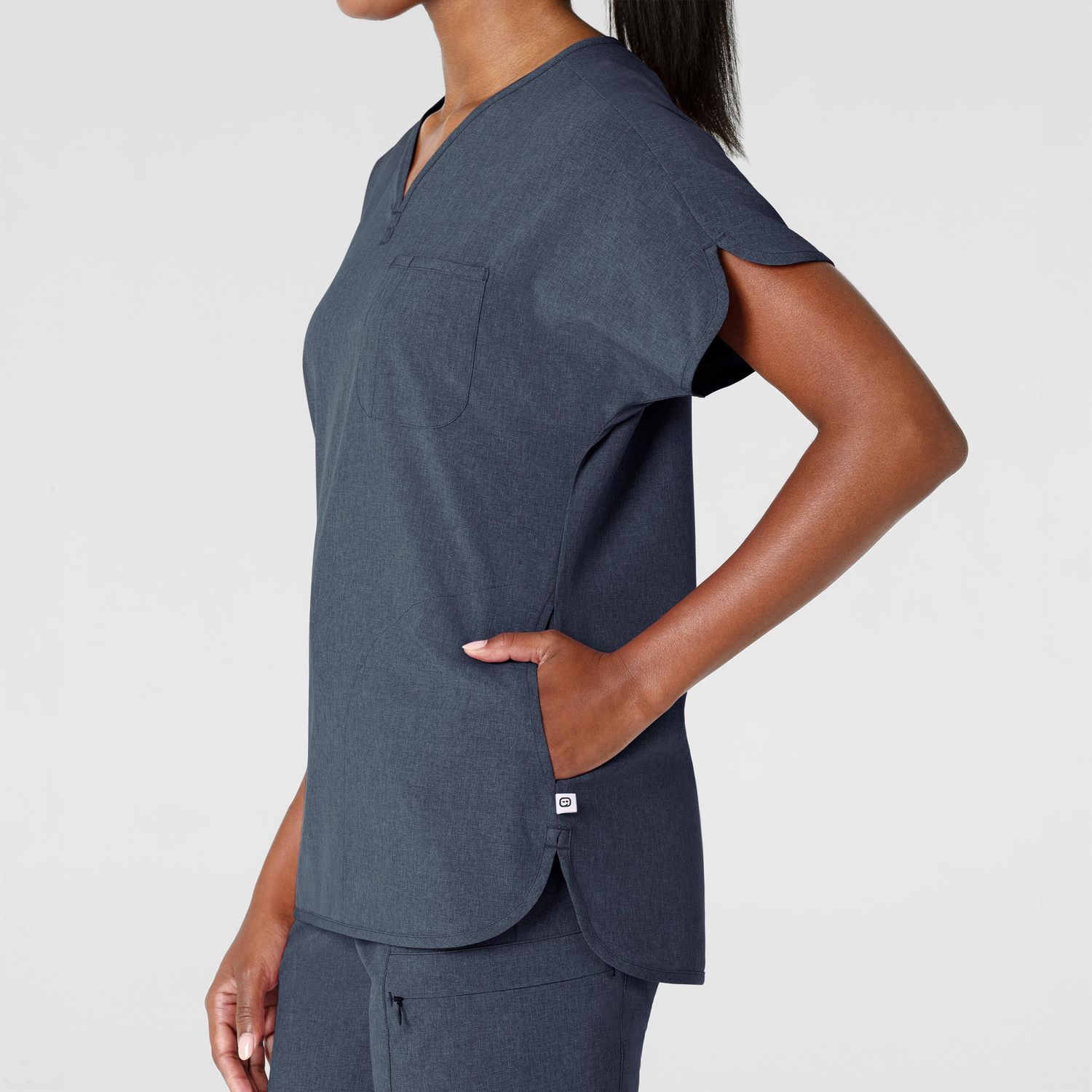 Casacca donna 6634 scollo a V arrotondato navy heather