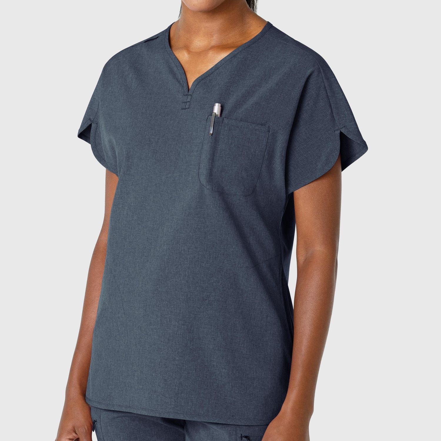 Casacca donna 6634 scollo a V arrotondato navy heather