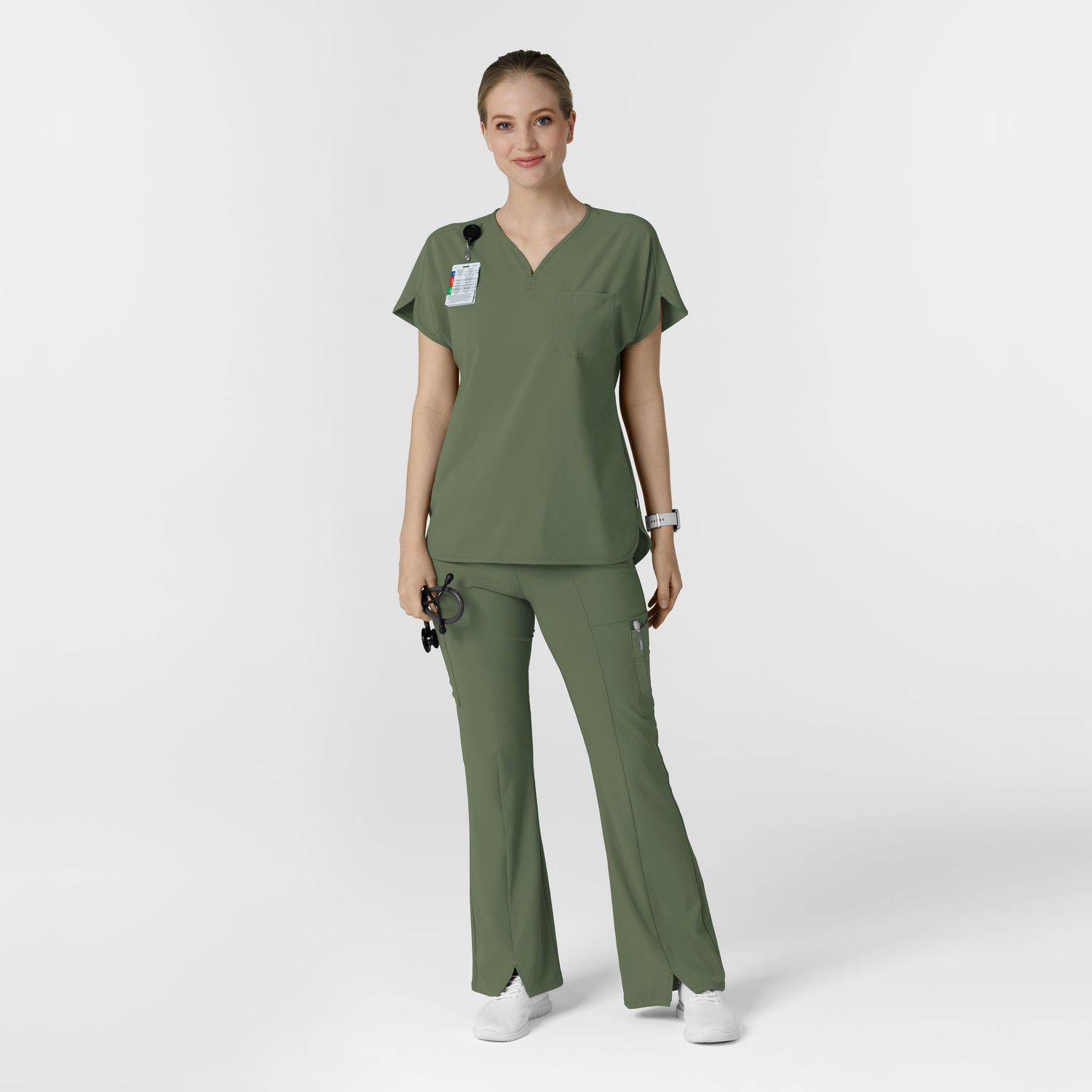 Casacca donna 6634 scollo a V arrotondato olive
