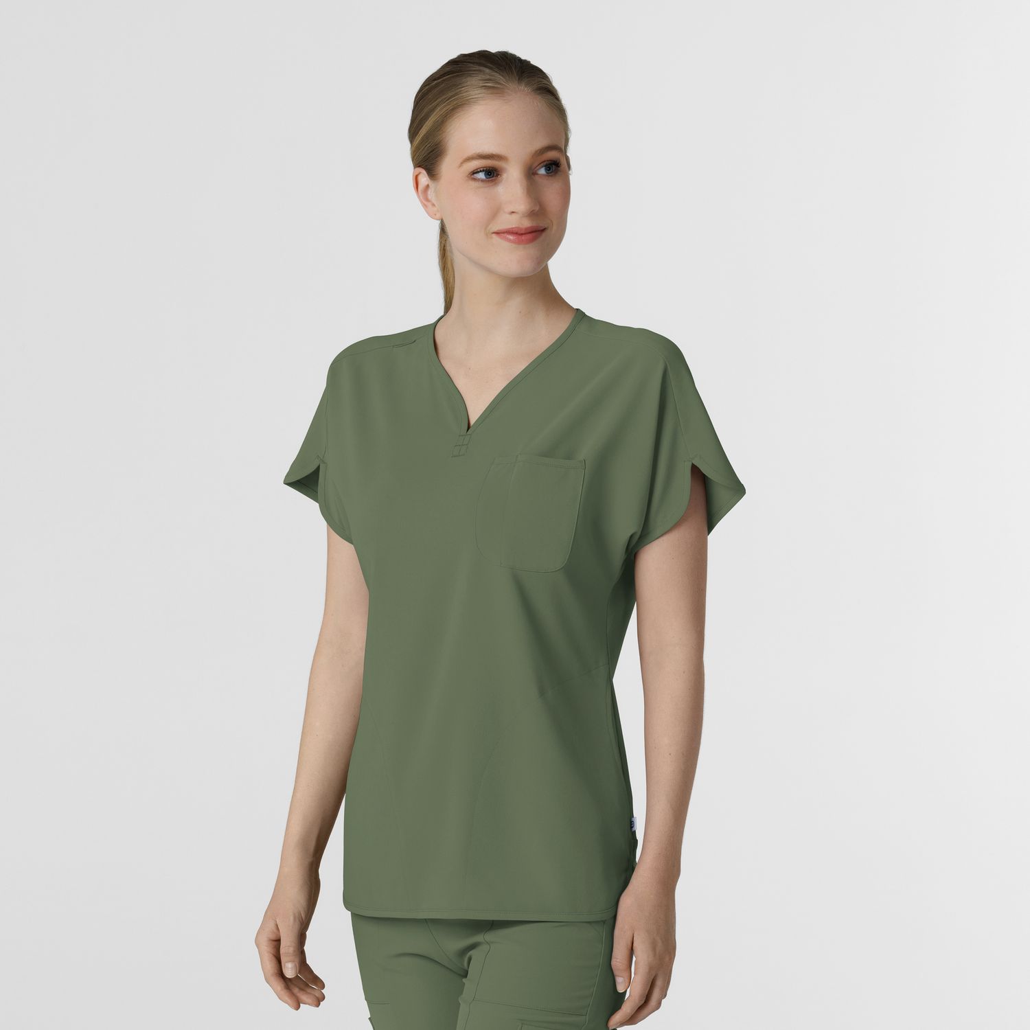 Casacca donna 6634 scollo a V arrotondato olive