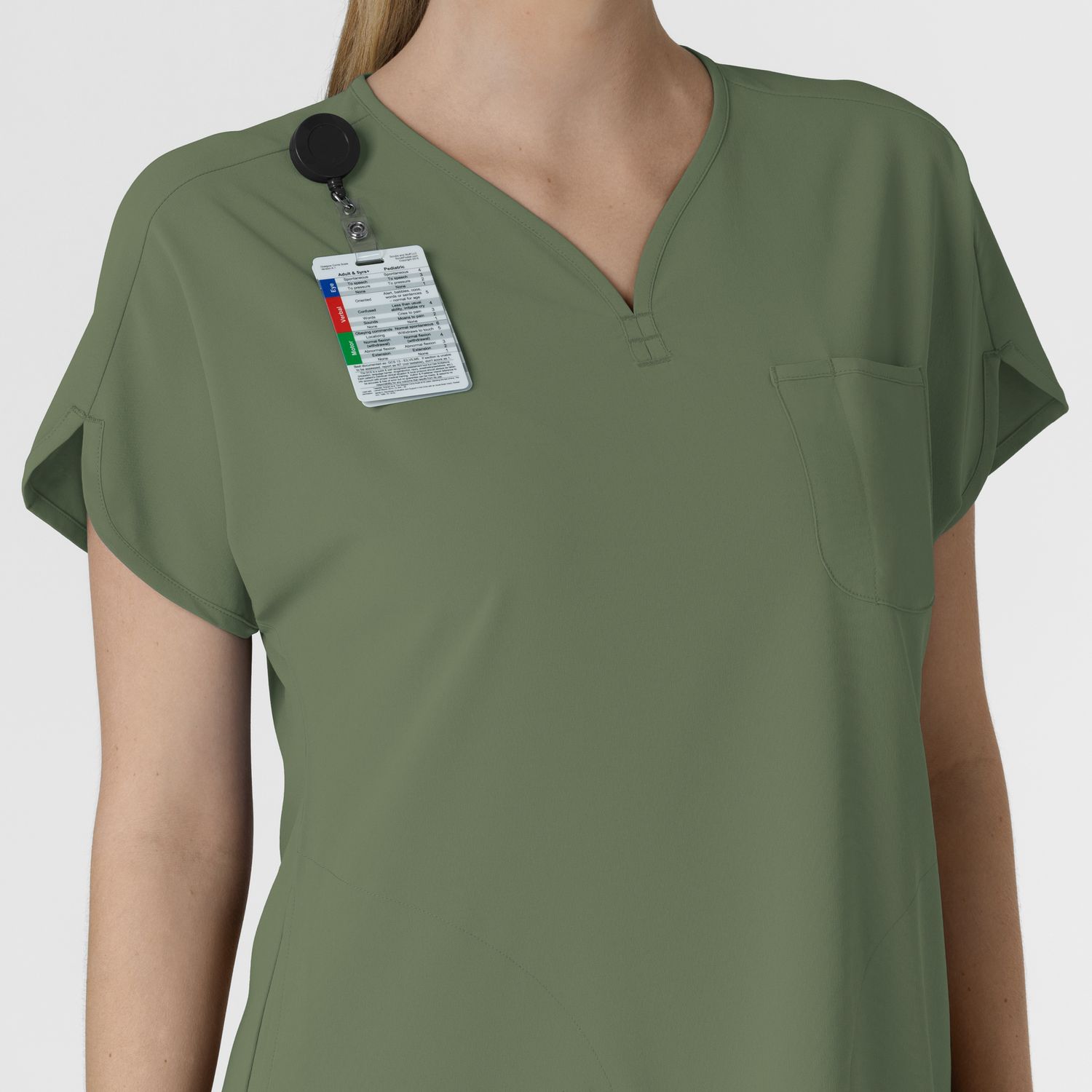 Casacca donna 6634 scollo a V arrotondato olive