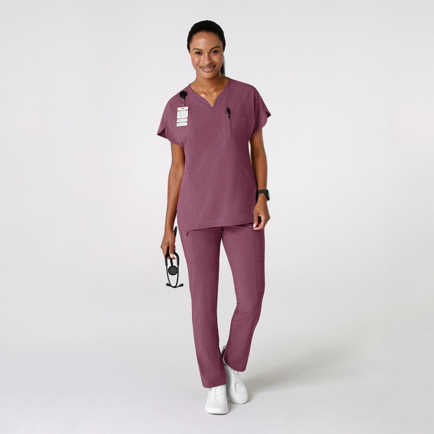 Casacca donna 6634 scollo a V arrotondato wine heather