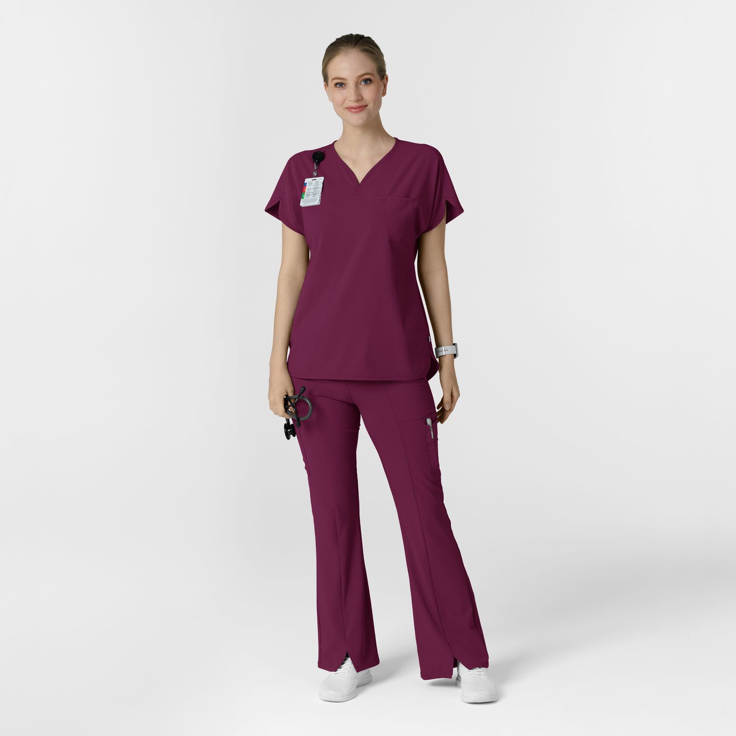 Casacca donna 6634 scollo a V arrotondato wine