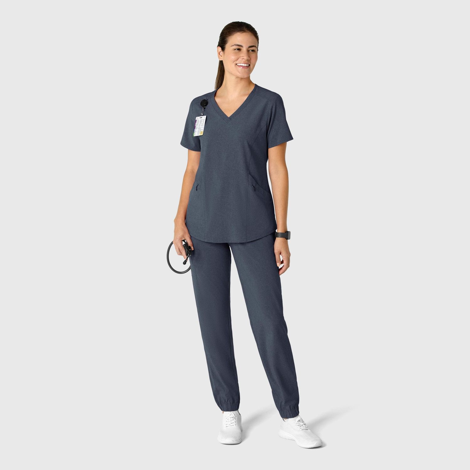 Casacca donna 6134 scollo a V navy heather