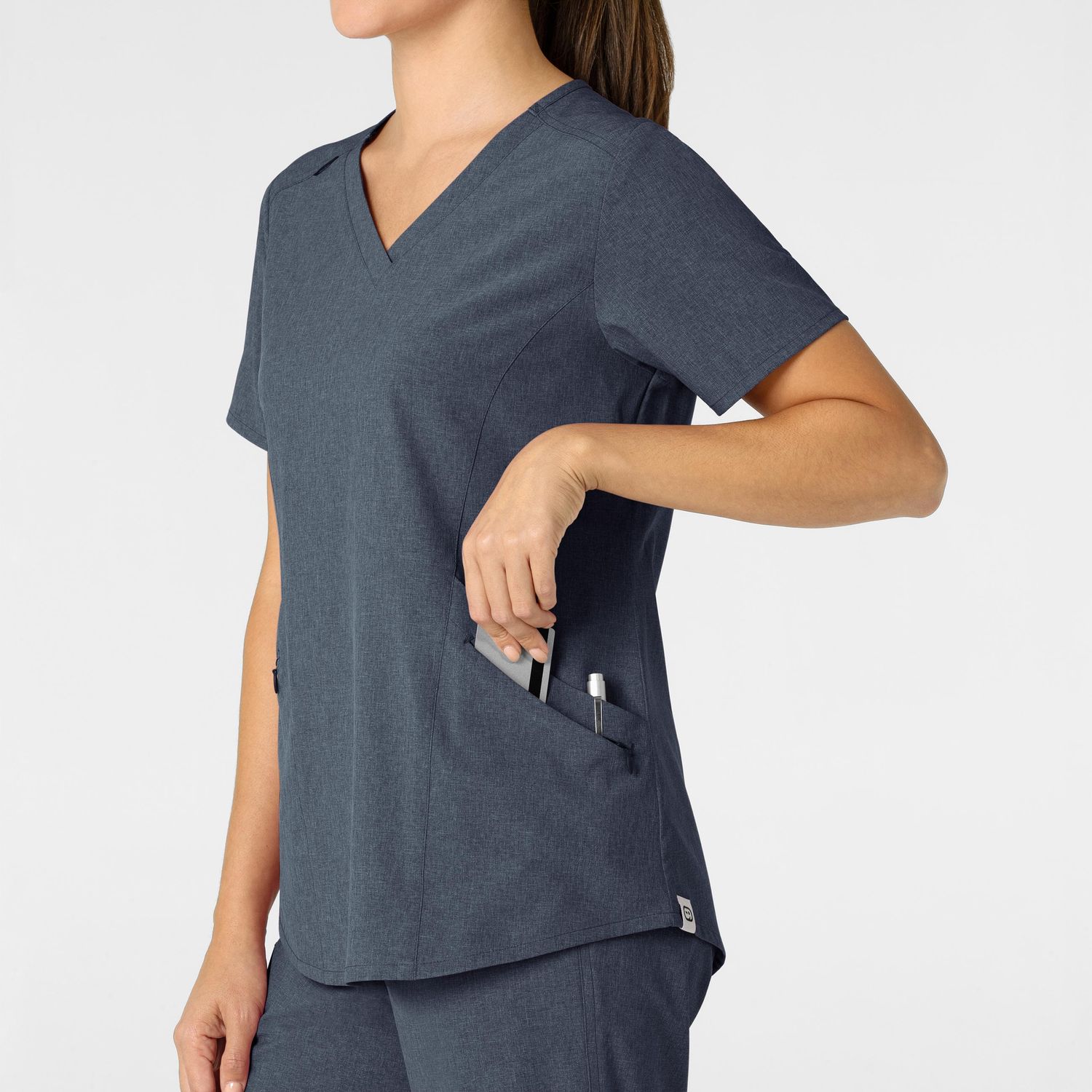 Casacca donna 6134 scollo a V navy heather