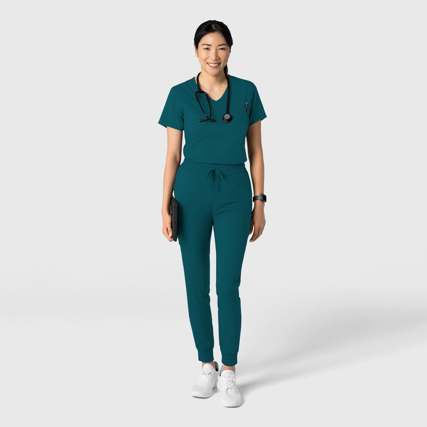 Casacca donna 6151 scollo a V caribbean blue