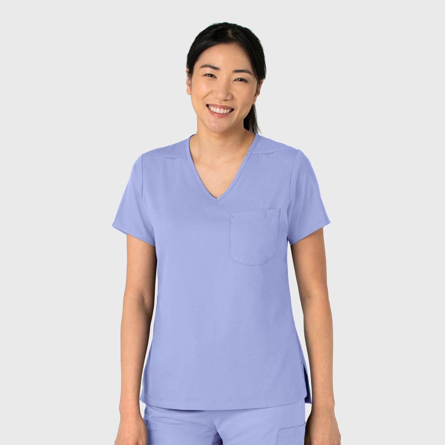 Casacca donna 6151 scollo a V ceil blue