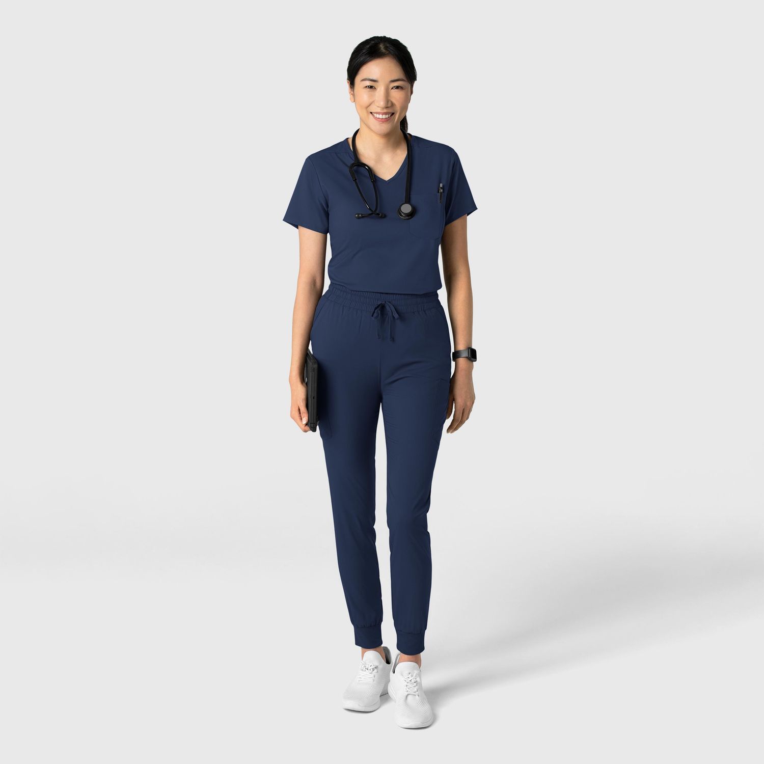 Casacca donna 6151 scollo a V navy blue