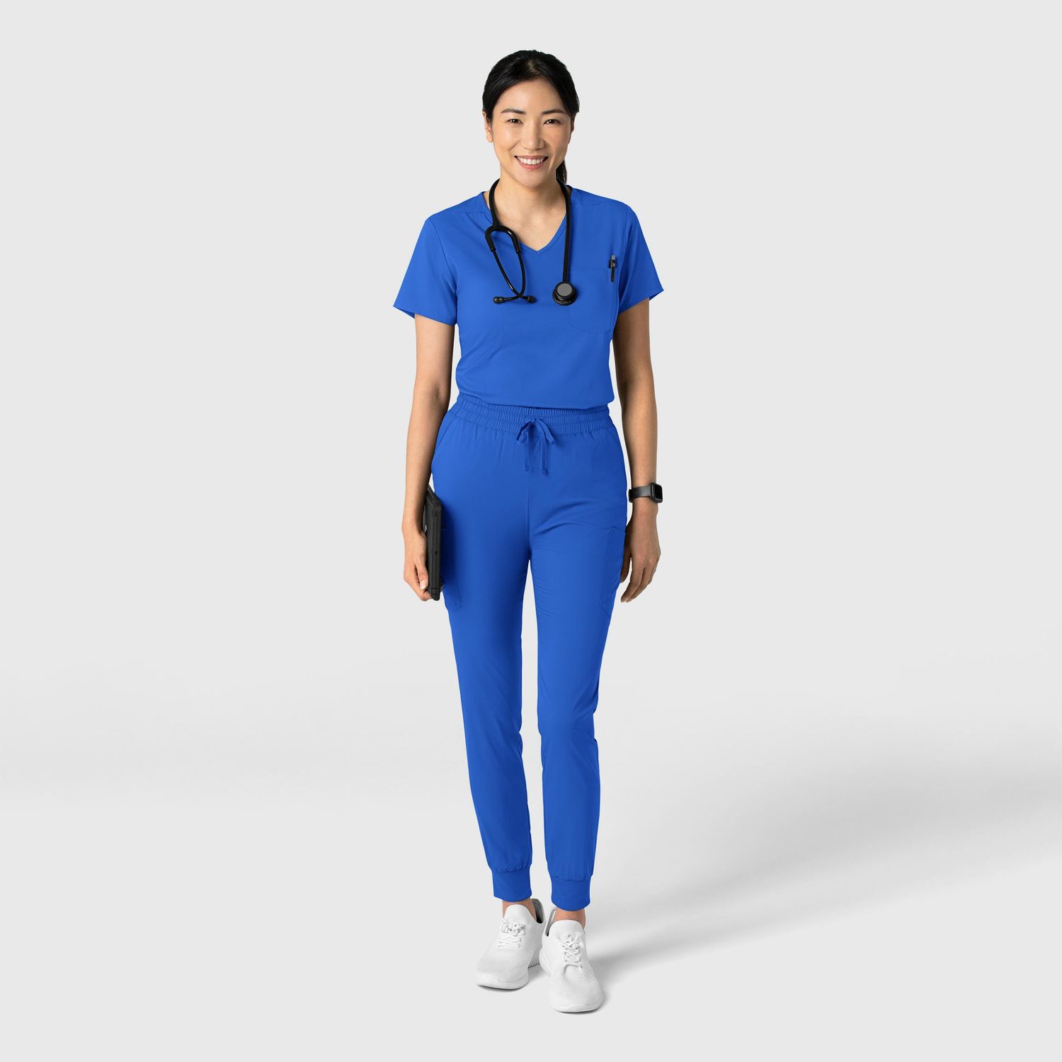 Casacca donna 6151 scollo a V royal blue