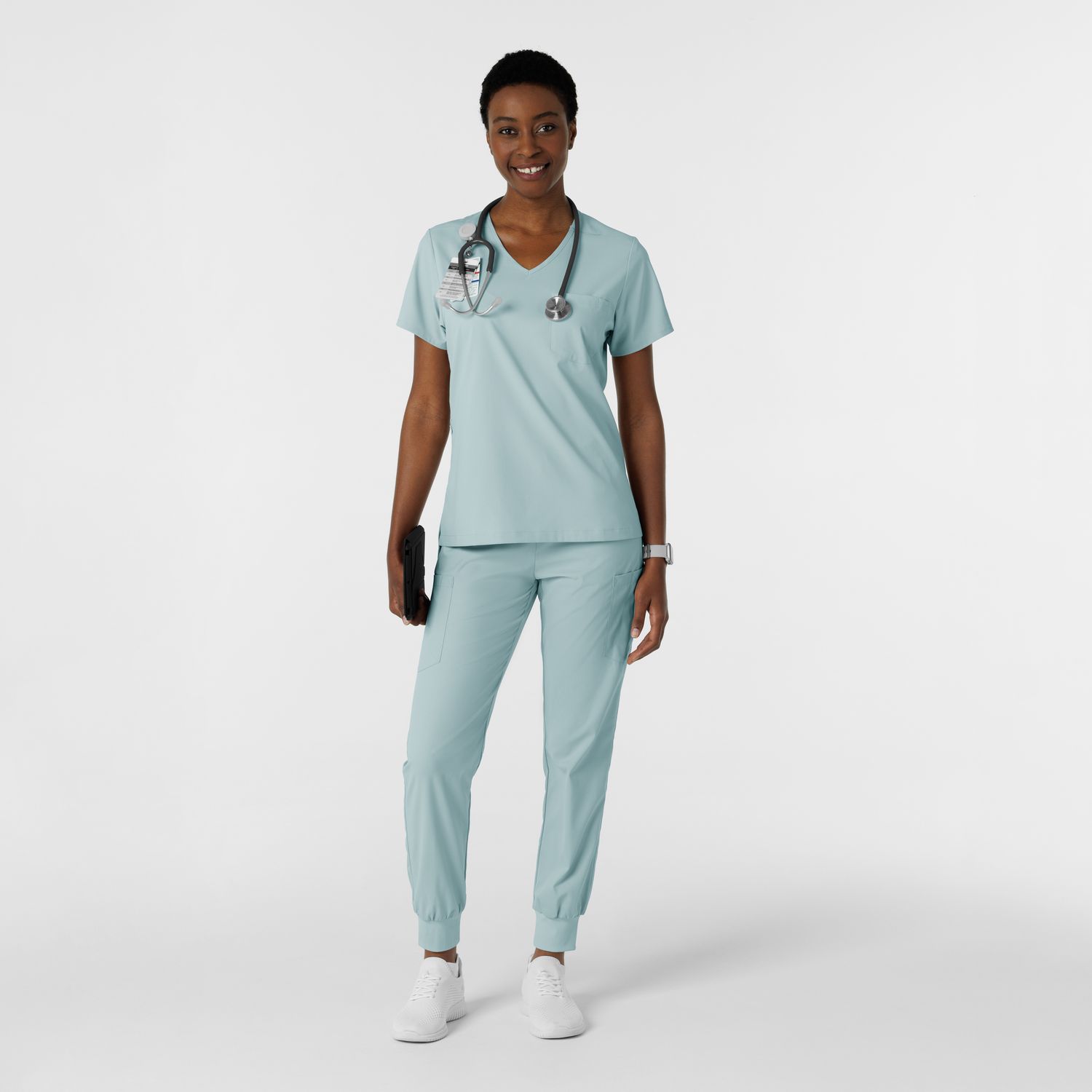 Casacca donna 6151 scollo a V sky blue