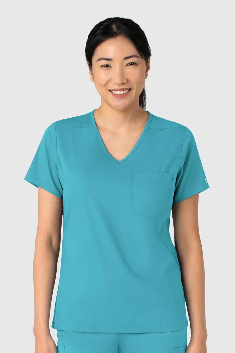 Casacca donna 6151 scollo a V teal blue