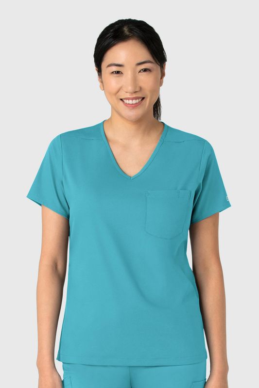 Casacca donna 6151 scollo a V teal blue