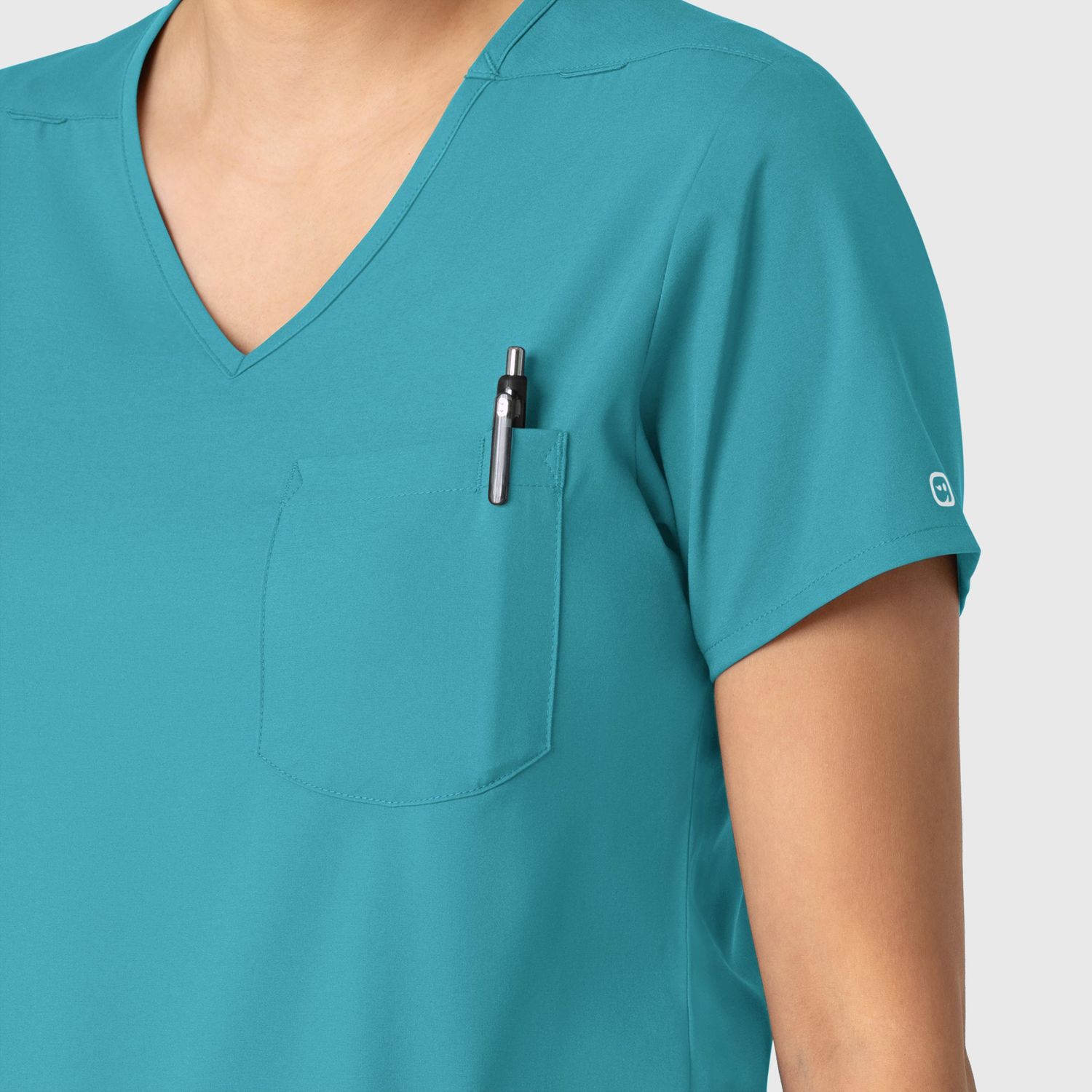 Casacca donna 6151 scollo a V teal blue